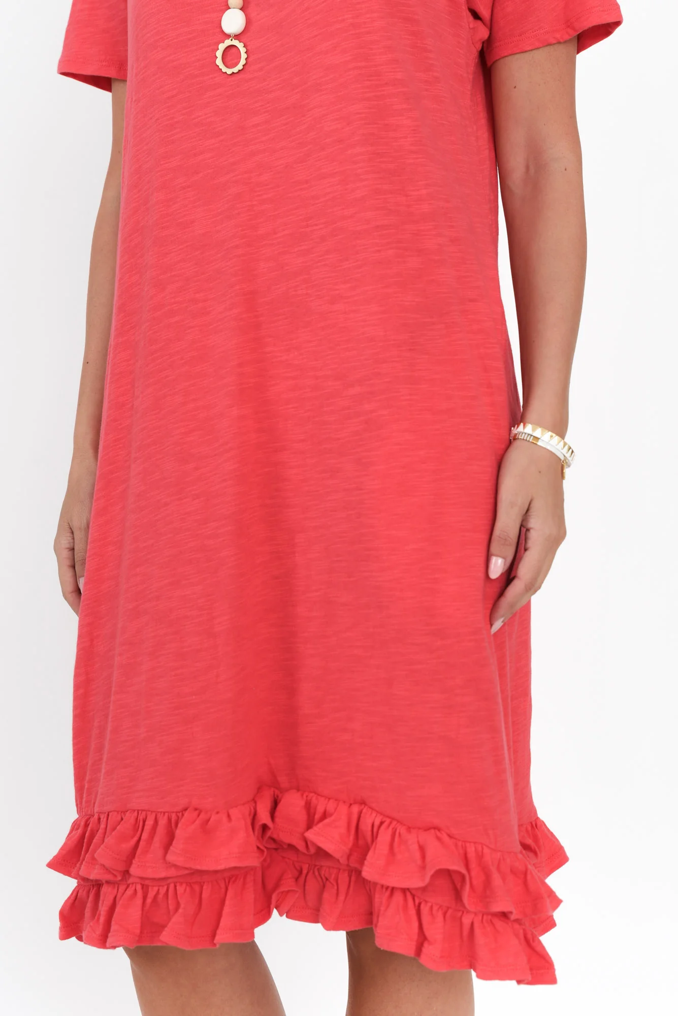 Aaliyah Coral Cotton Frill Dress - Image 5