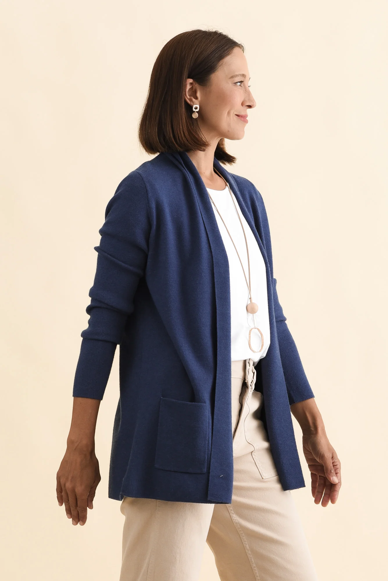 Abbott Dark Blue Knit Pocket Cardigan - Image 3
