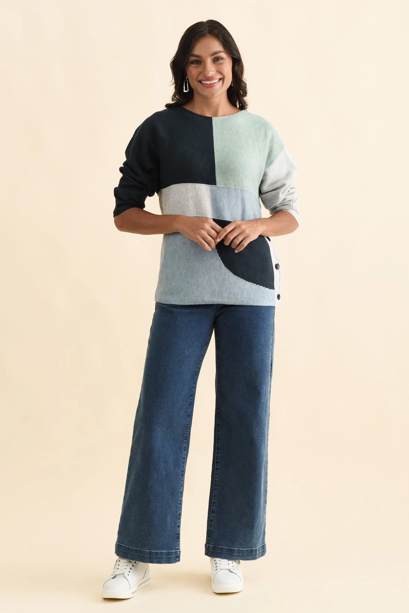 Acton Blue Splice Wool Blend Jumper - Image 6