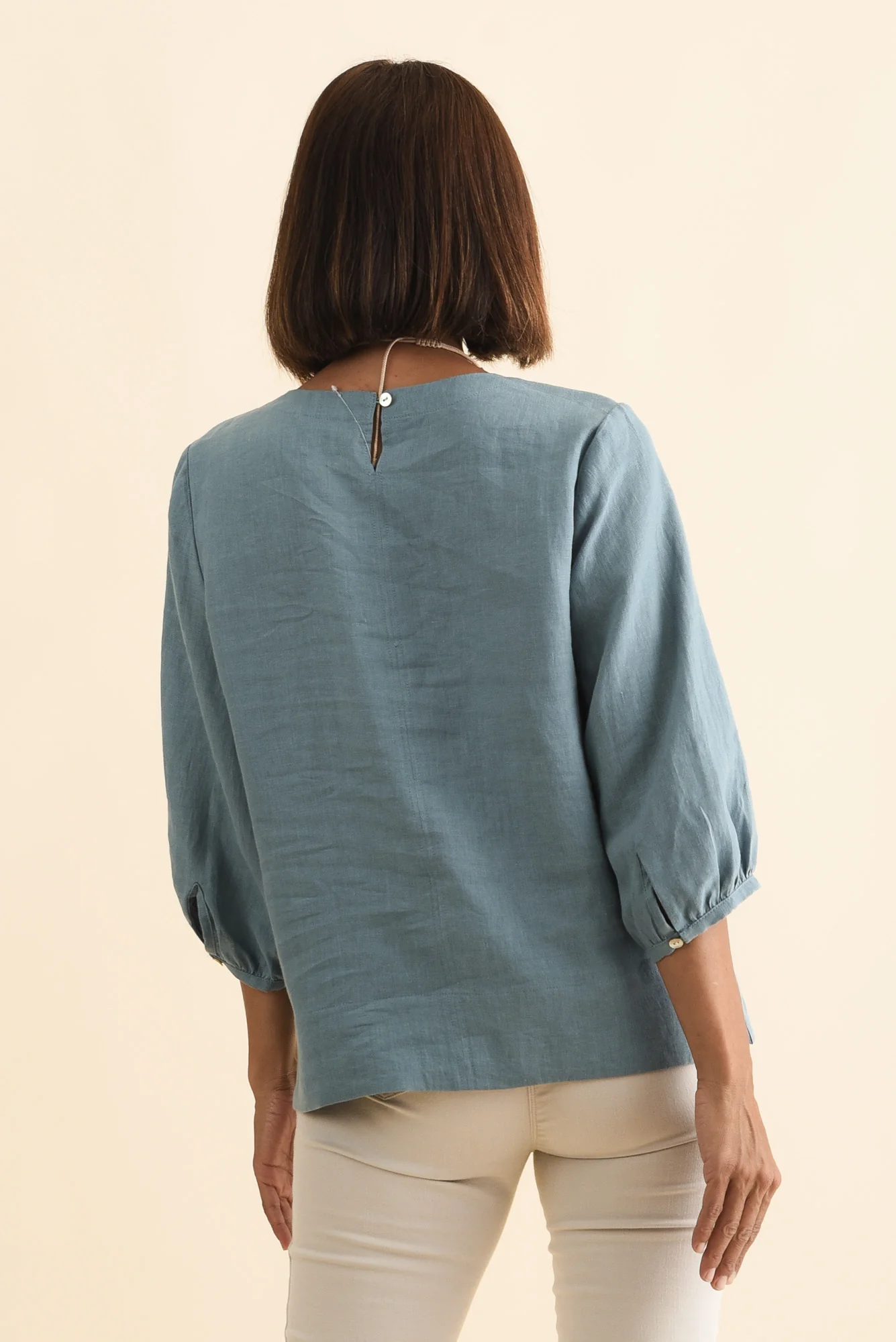 Addie Steel Linen Sleeved Top - Image 4