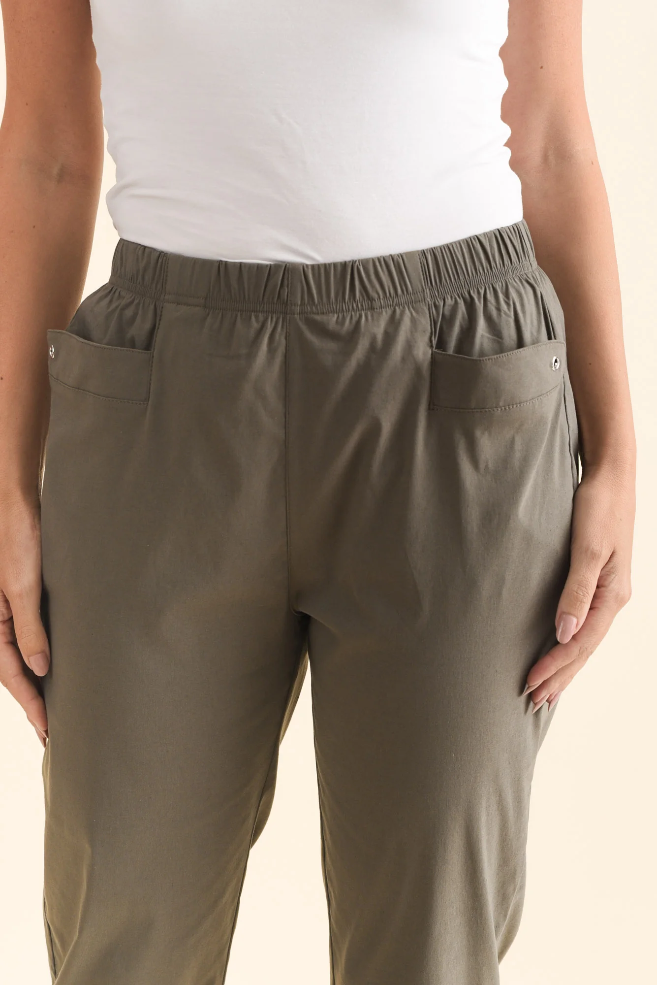 Air-Lite Olive Stretch Capri Pants - Image 5