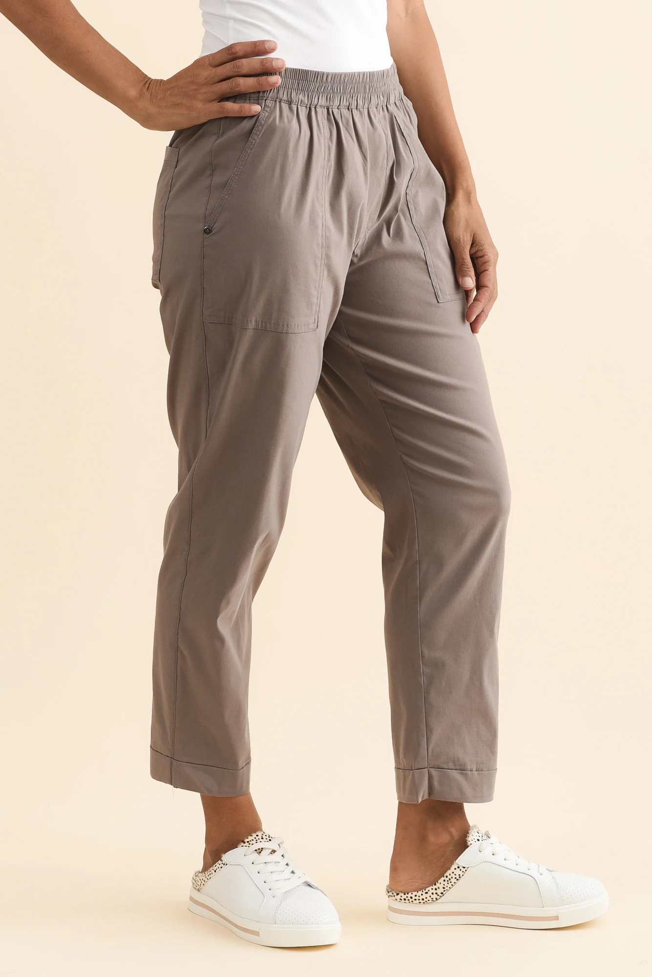 Air-Lite Taupe Stretch Cropped Pants - Image 3
