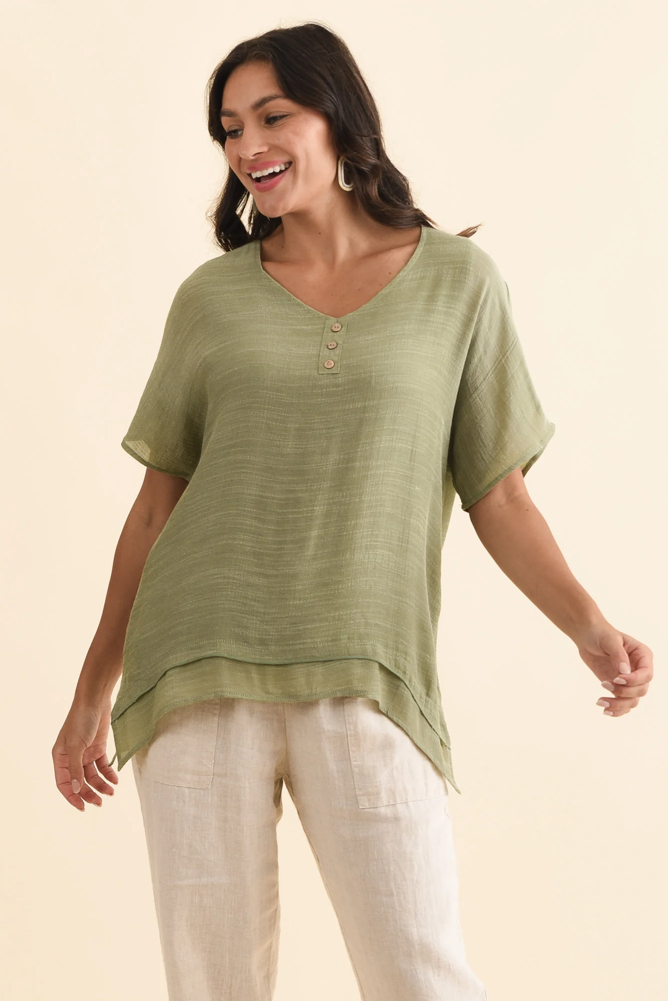 Alison Sage Layered Button Top