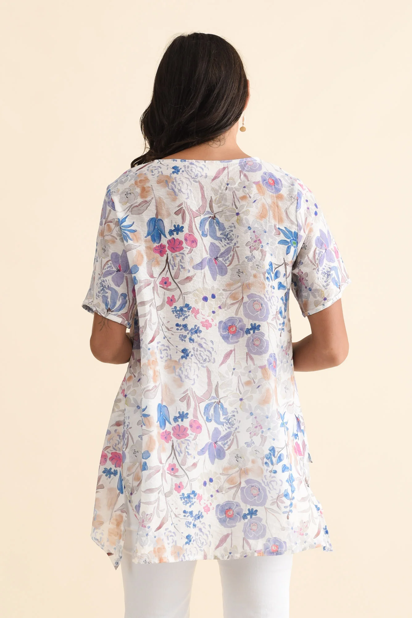 Alvina Cream Garden Layered Tunic Top - Image 4