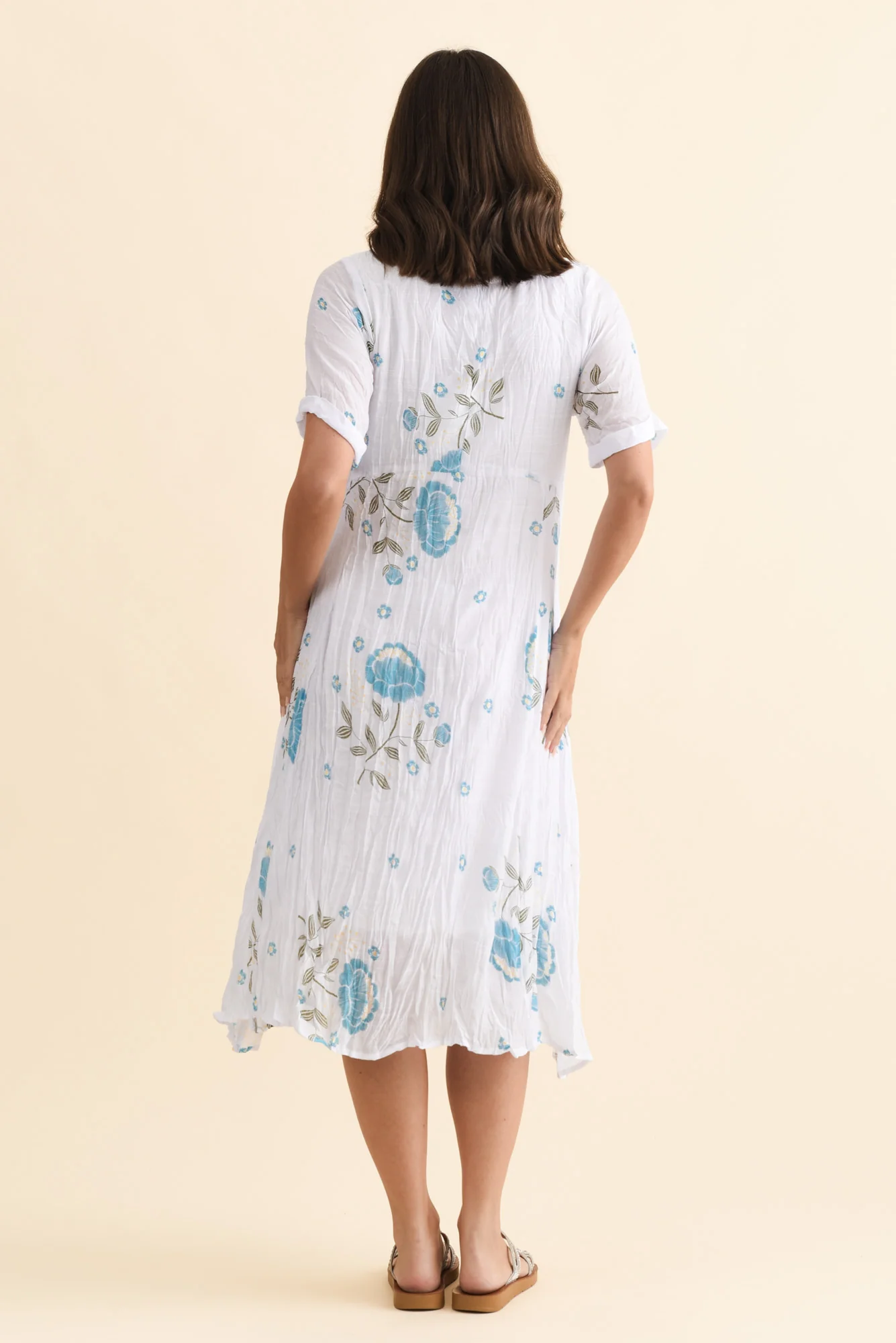 Amberley Blue Floral Cotton Blend Dress - Image 4