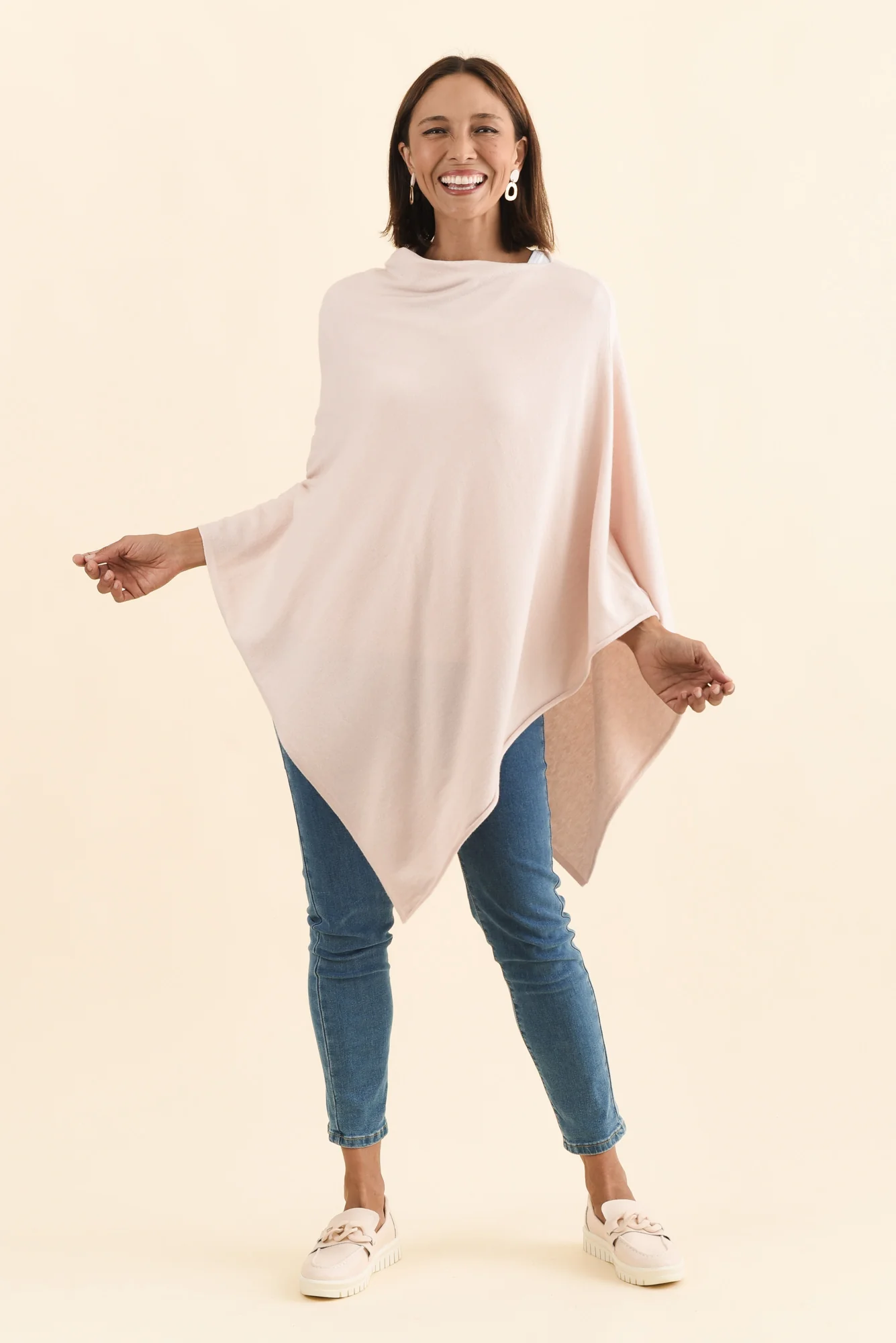 Amy Pink Wool Blend Poncho - Image 6
