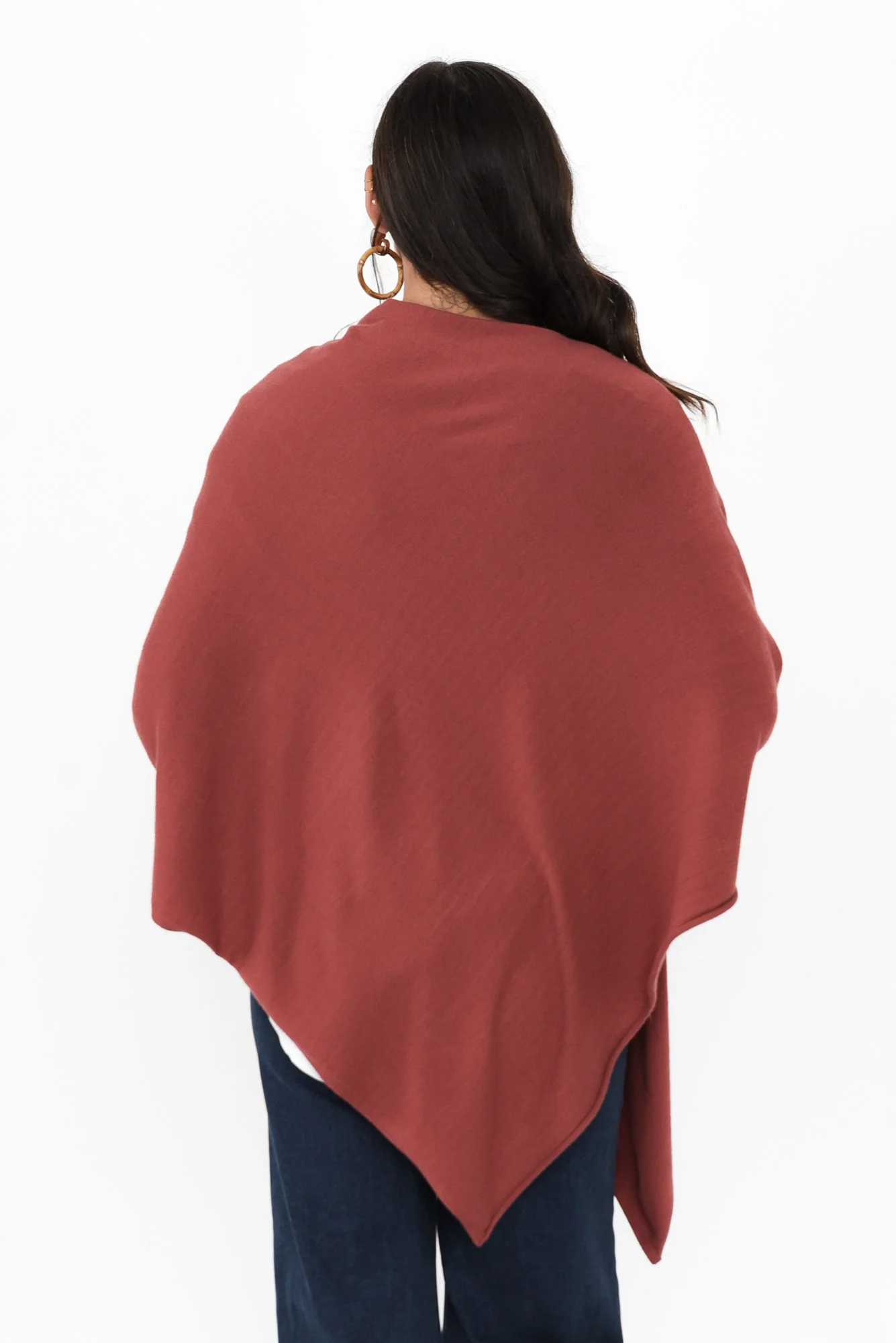 Amy Red Wool Blend Poncho - Image 5