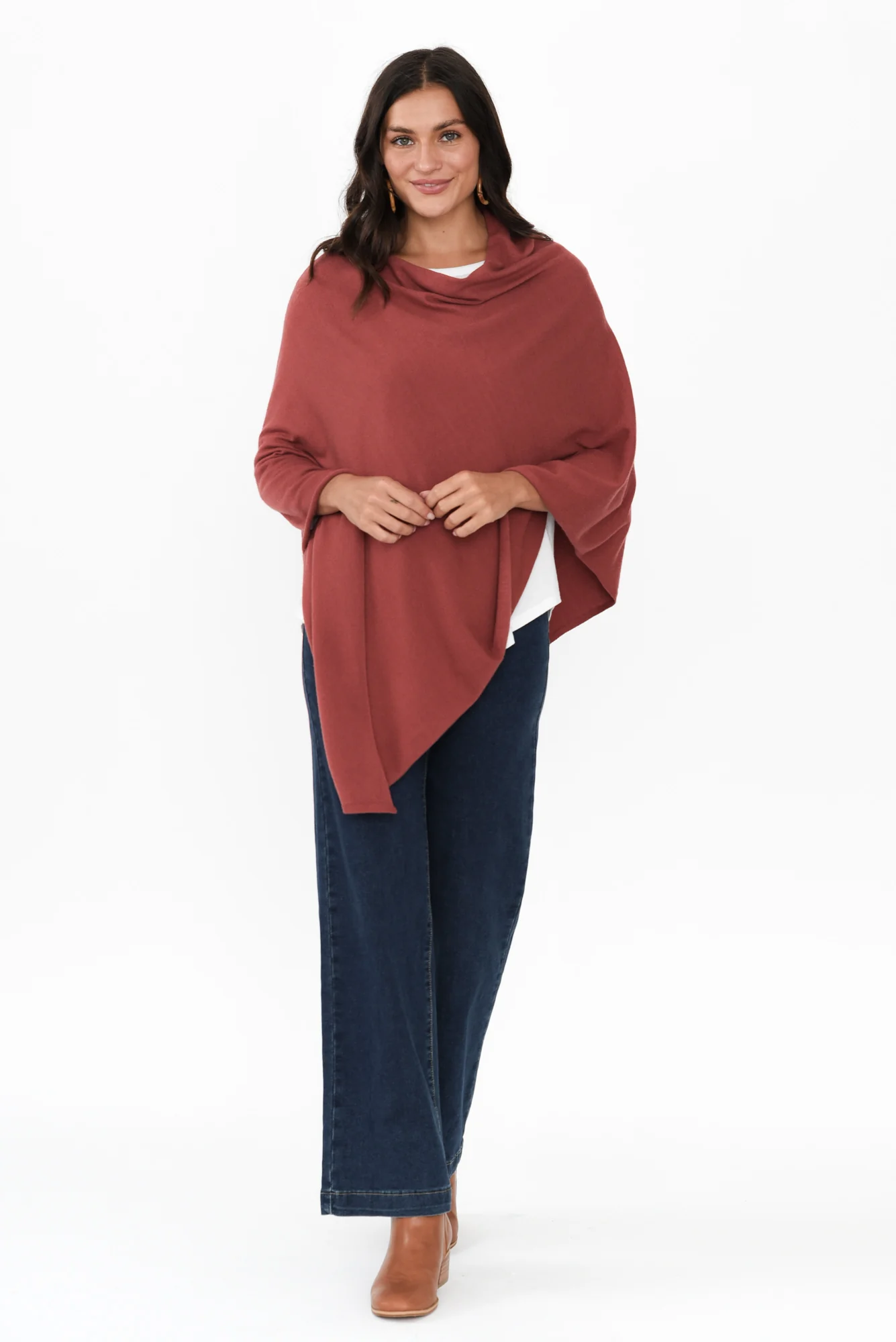 Amy Red Wool Blend Poncho - Image 7