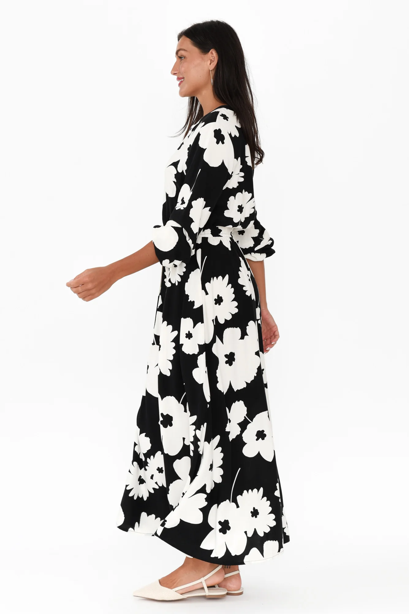 Aries Black Floral Tie Dress - Image 4