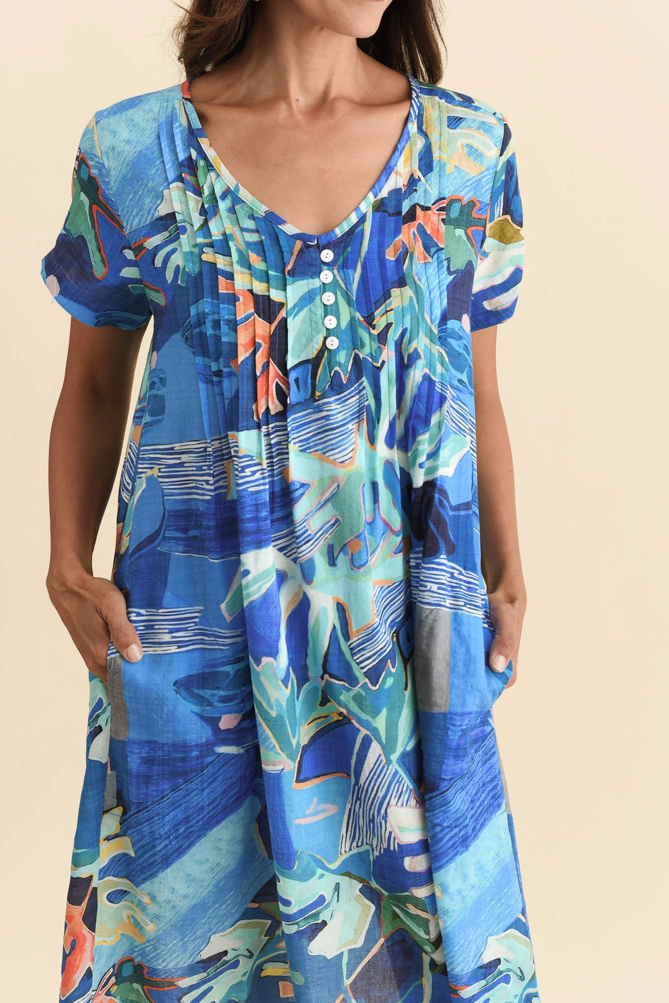 Barry Blue Coastal Cotton Button Dress - Image 5