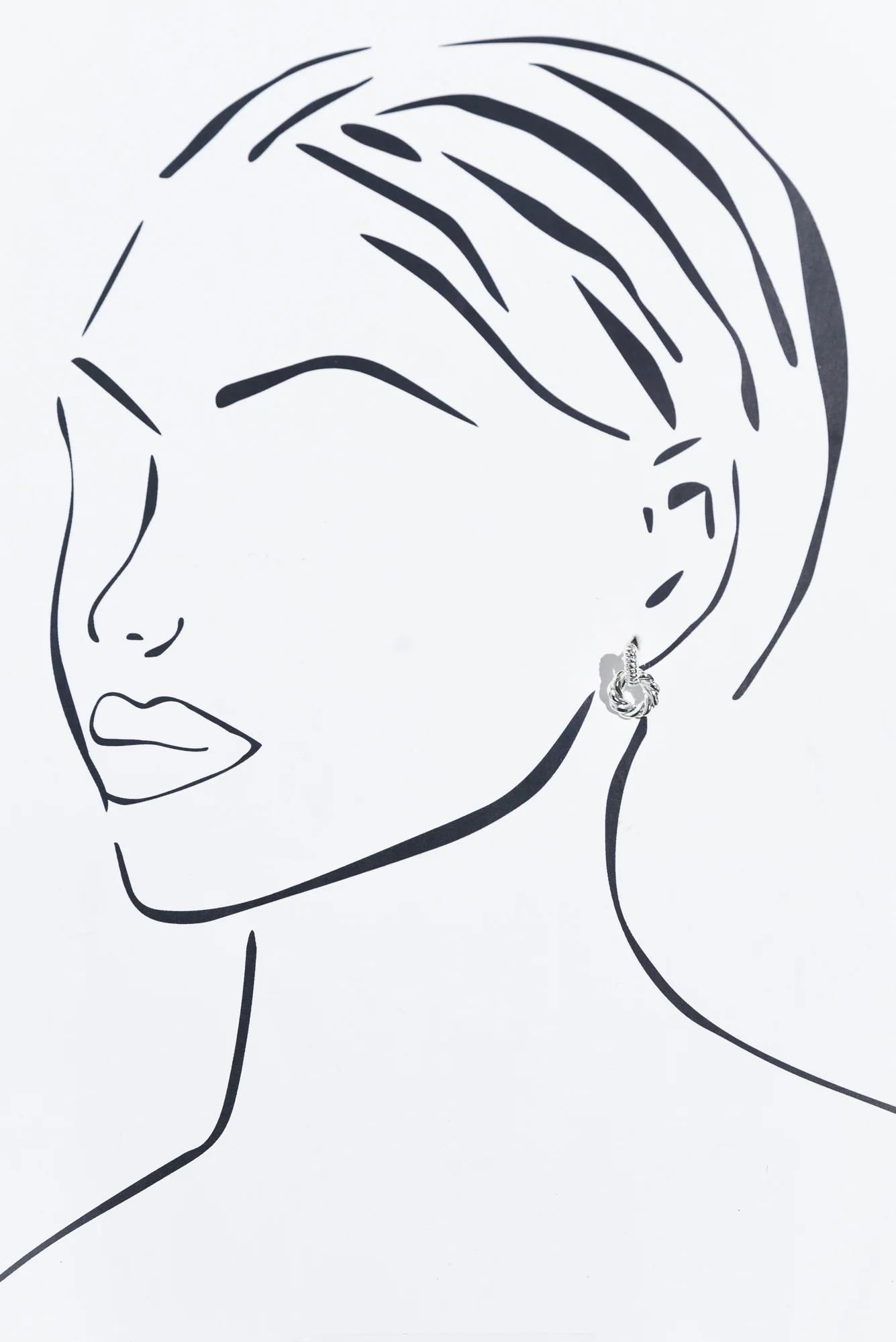 Bellae Silver Twisted Hoop Drop Earrings - Image 2