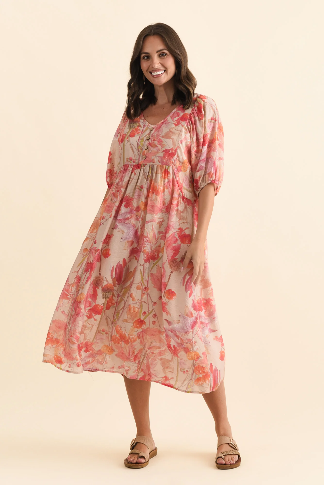 Belmont Pink Floral Button Dress - Image 6