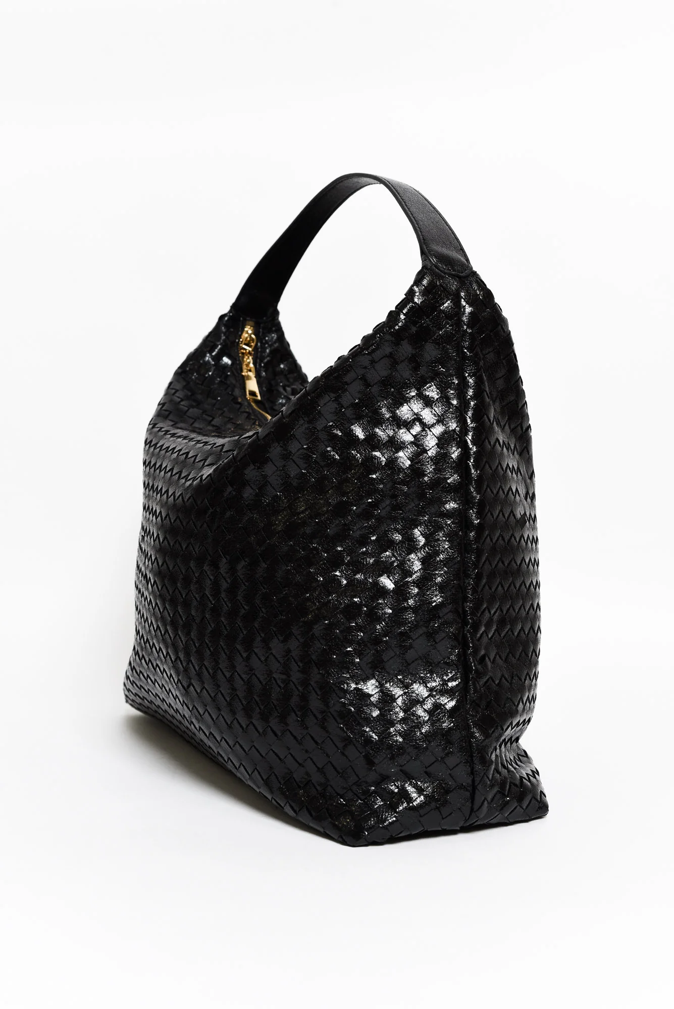 Benita Black Weave Slouch Handbag - Image 2