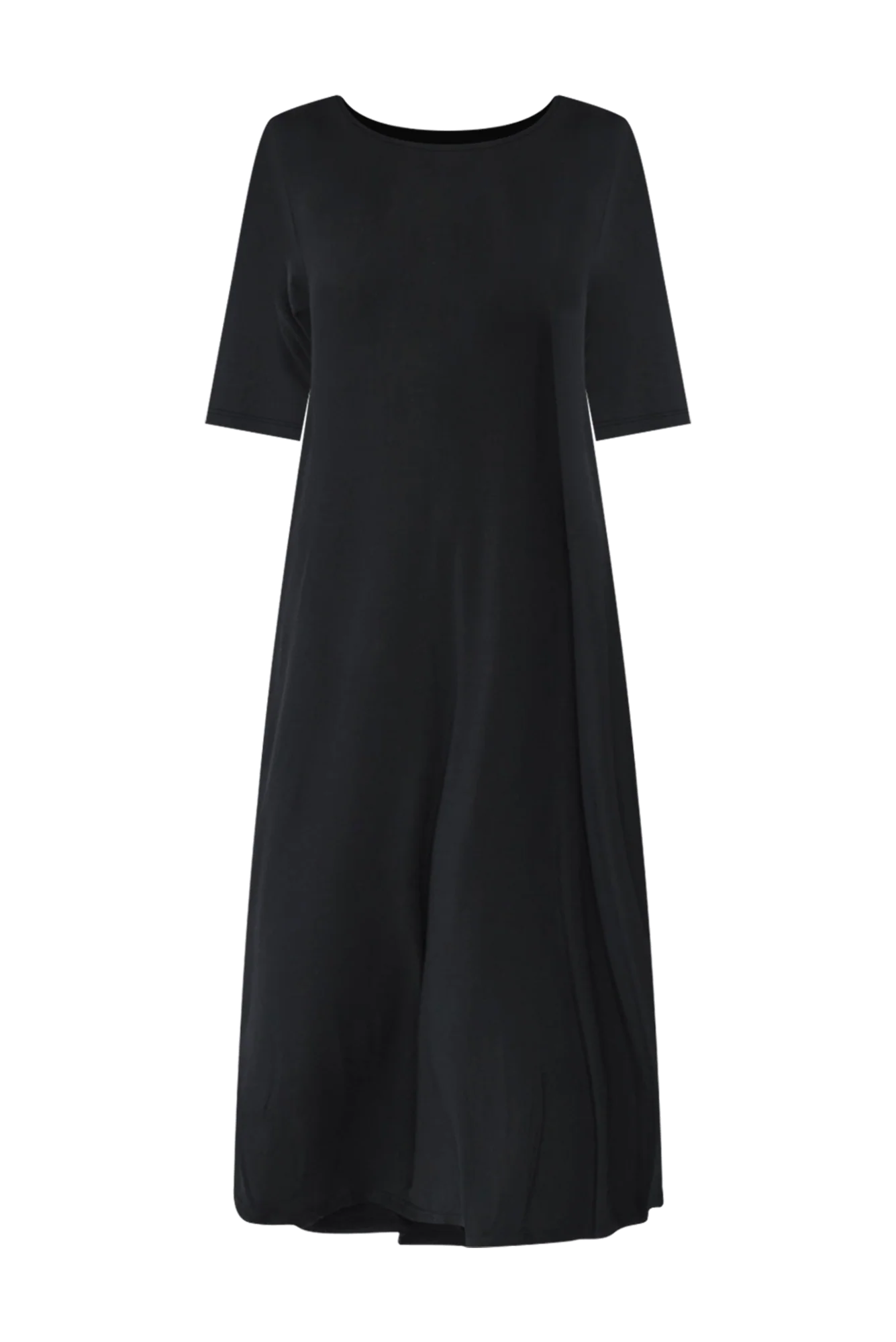 Black Micro Modal Tri Drape Dress - Image 3