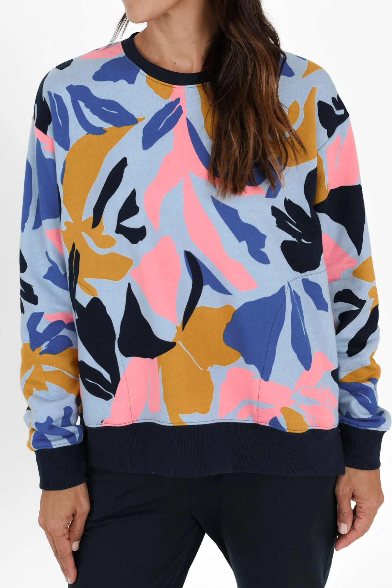 Bleeker Blue Abstract Cotton Crew Sweatshirt - Image 6