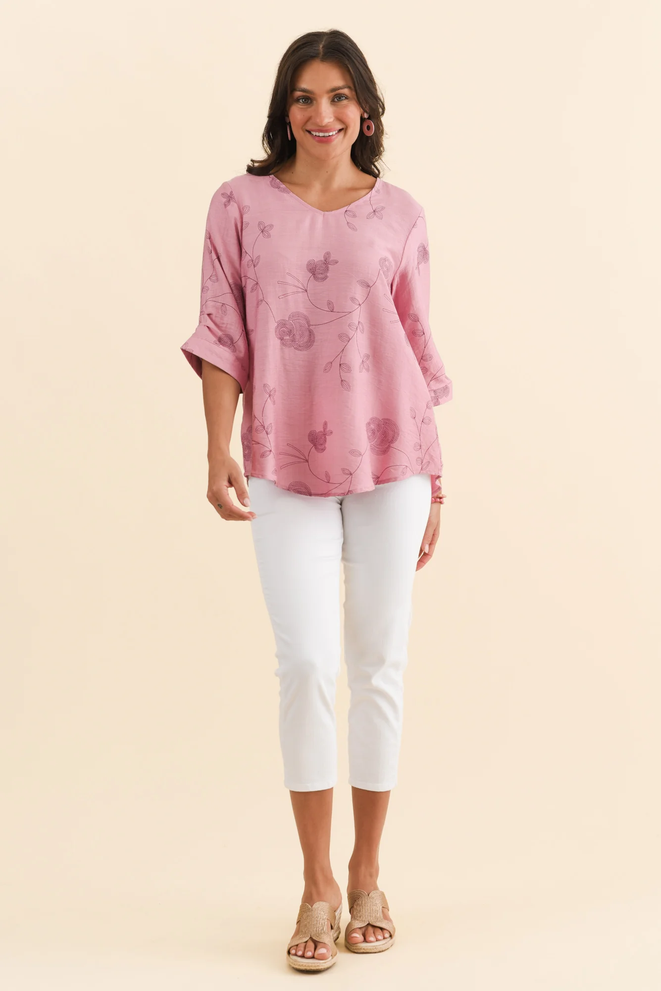 Breanne Pink Floral Button Top - Image 6