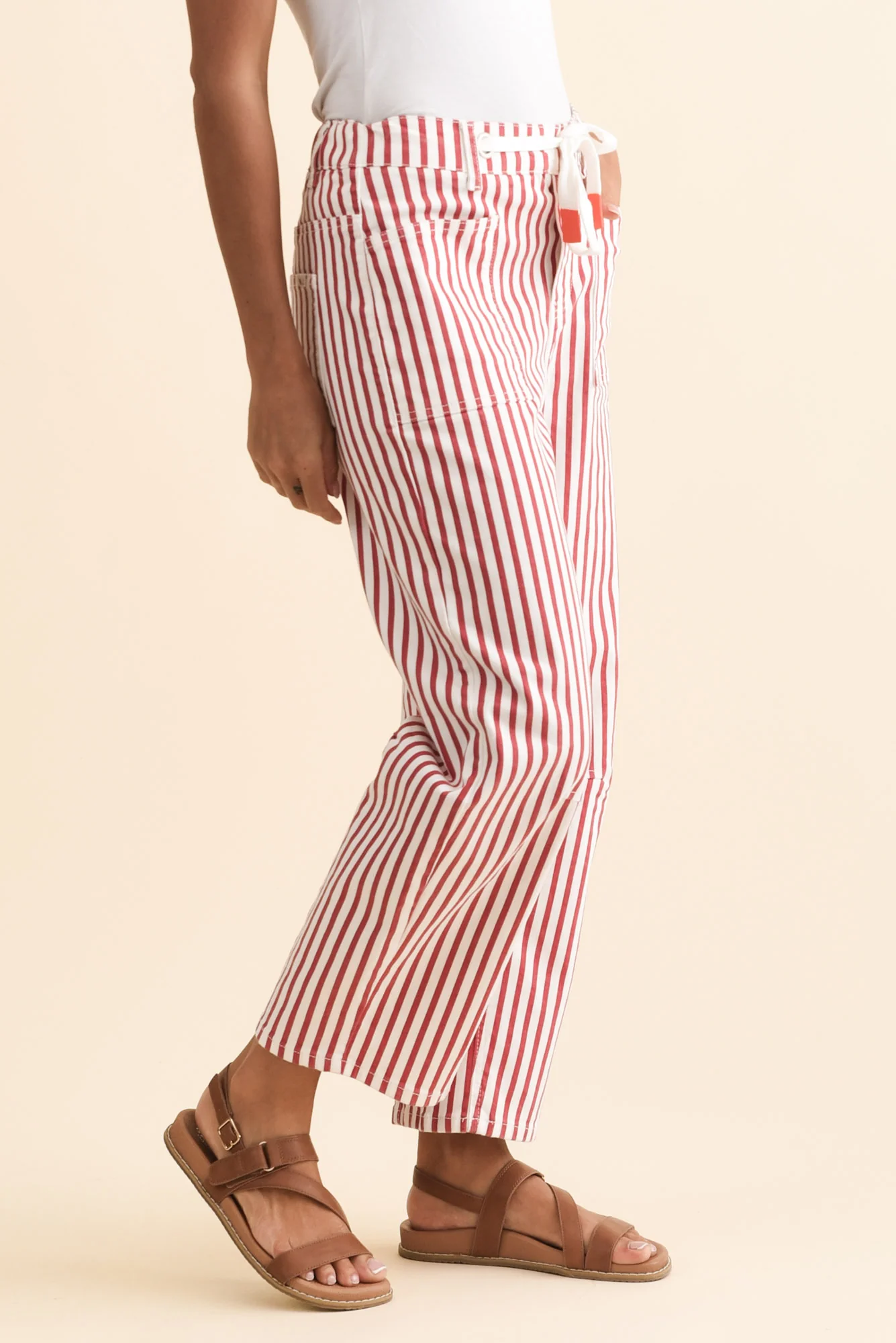 Breslin Rust Stripe Barrel Jeans - Image 3