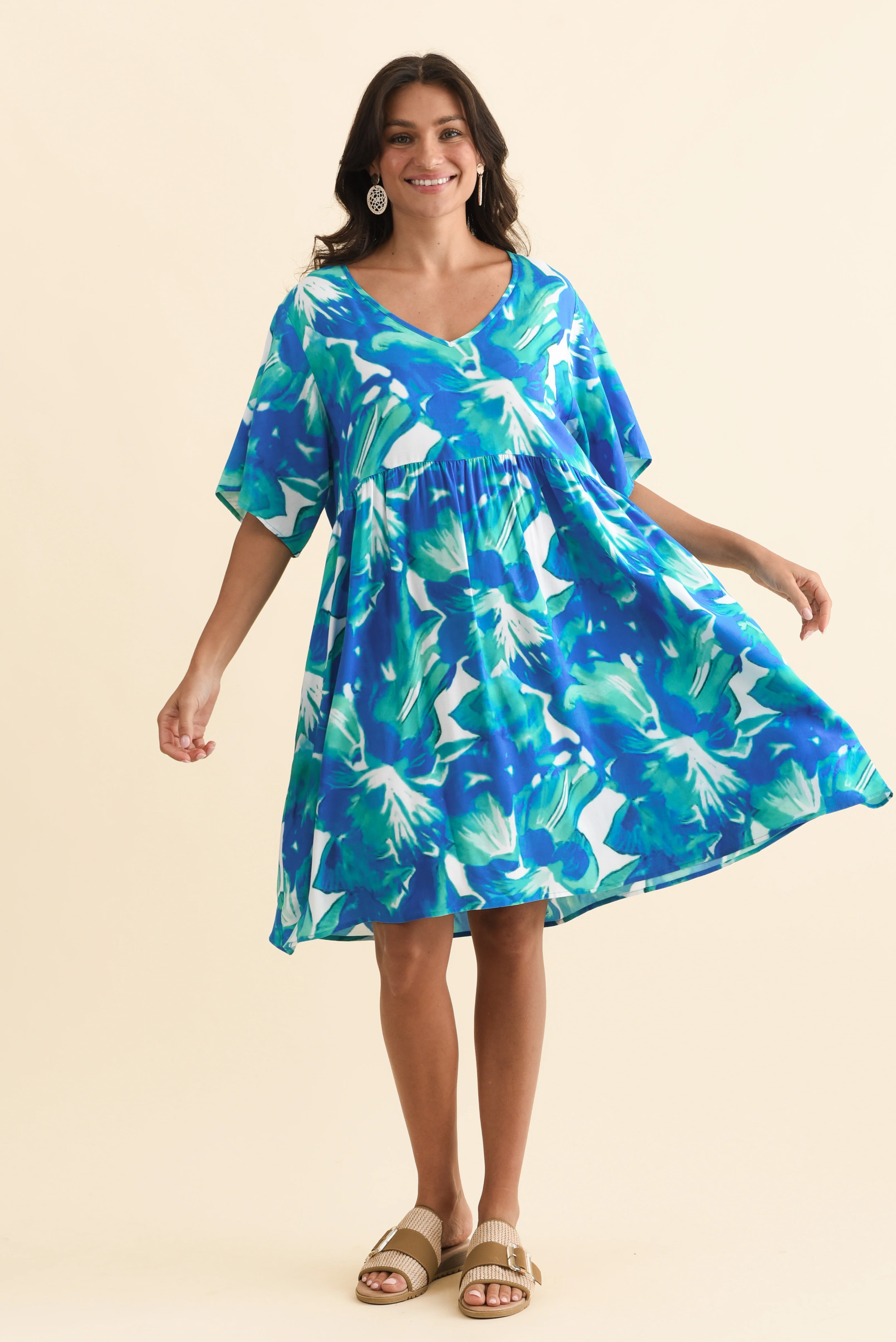 Carlita Green Watercolour Pocket Dress - Image 7