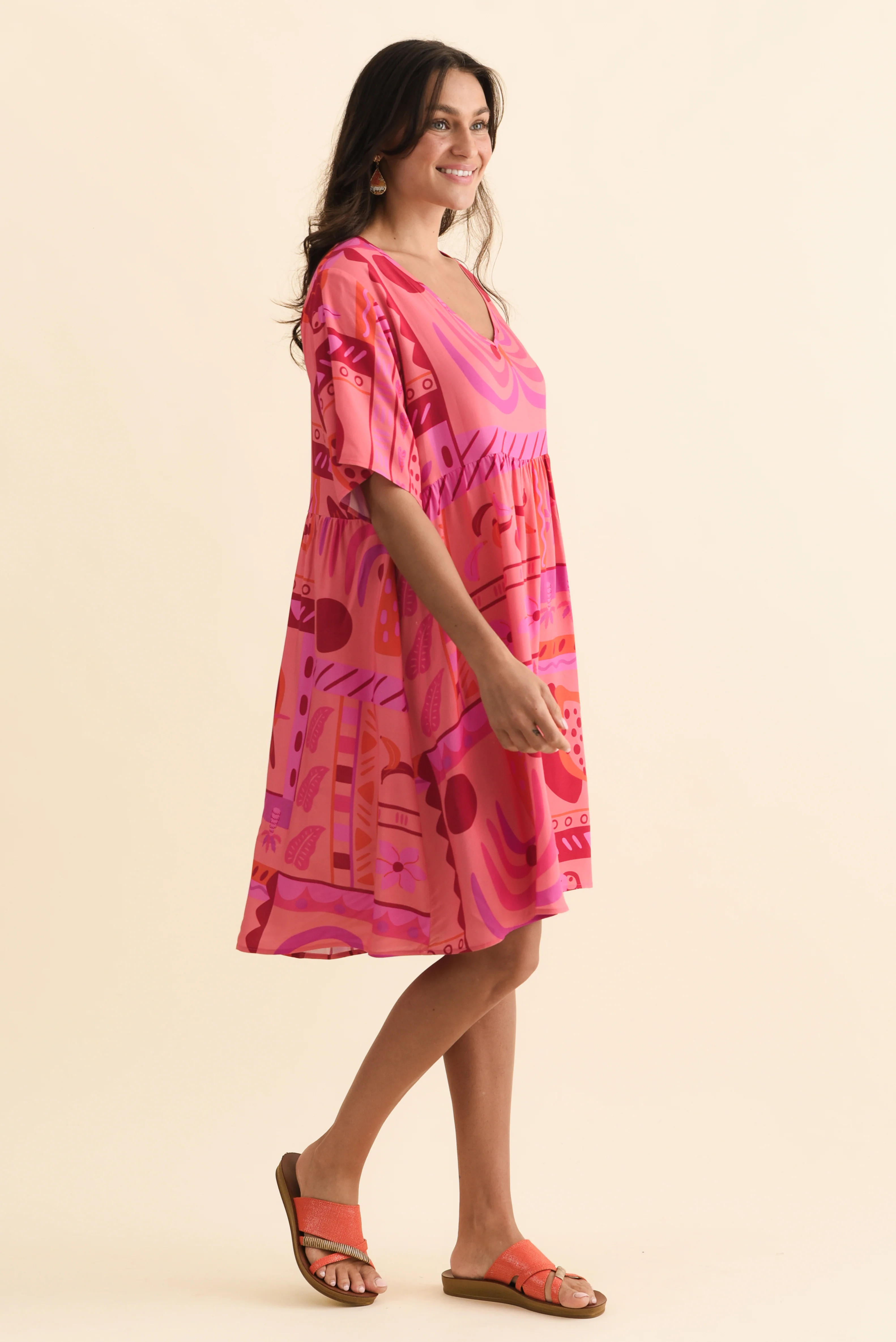 Carlita Pink Tropical Pocket Dress - Image 3