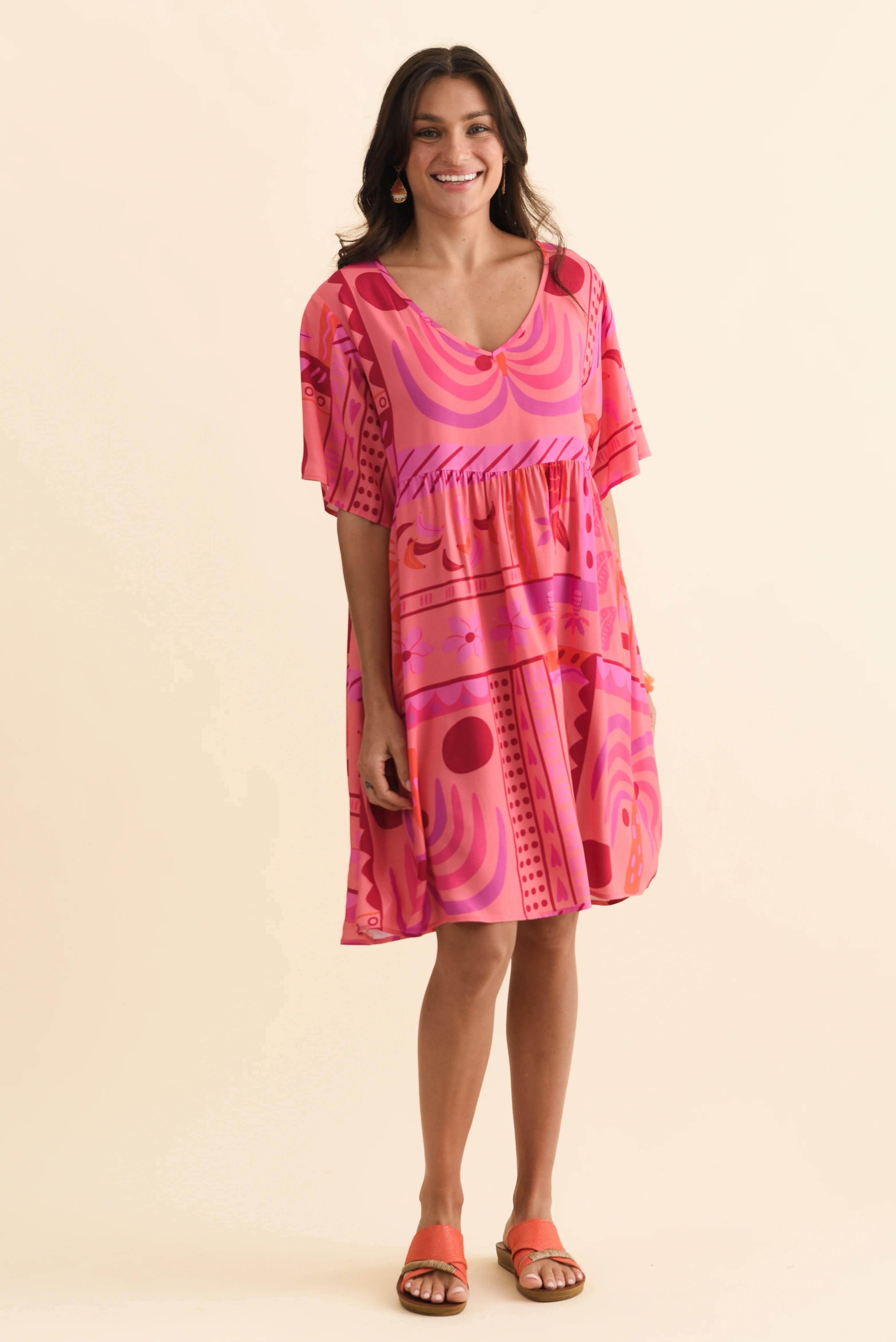Carlita Pink Tropical Pocket Dress - Image 6