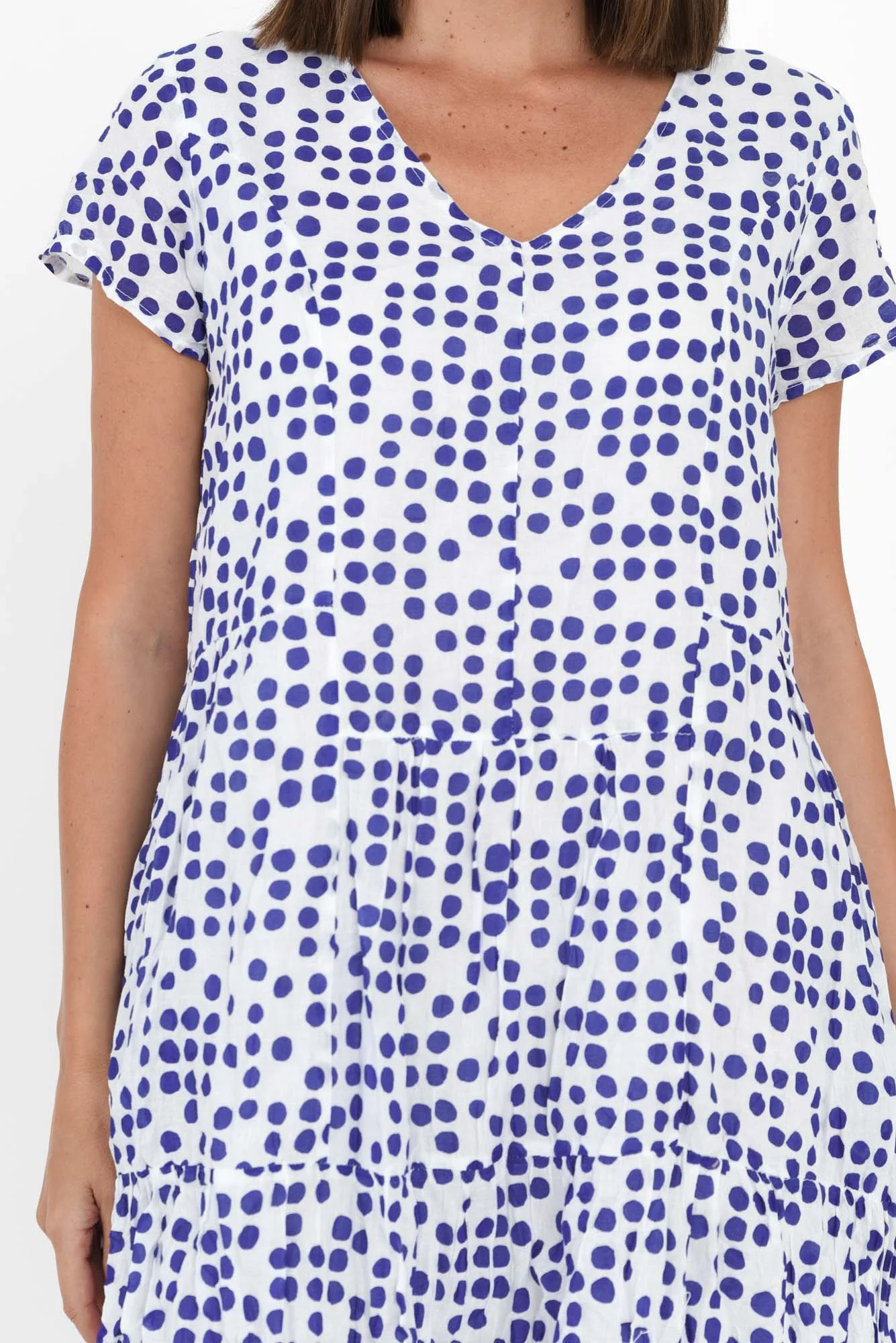 Carmen Blue Confetti Crinkle Cotton Dress - Image 6