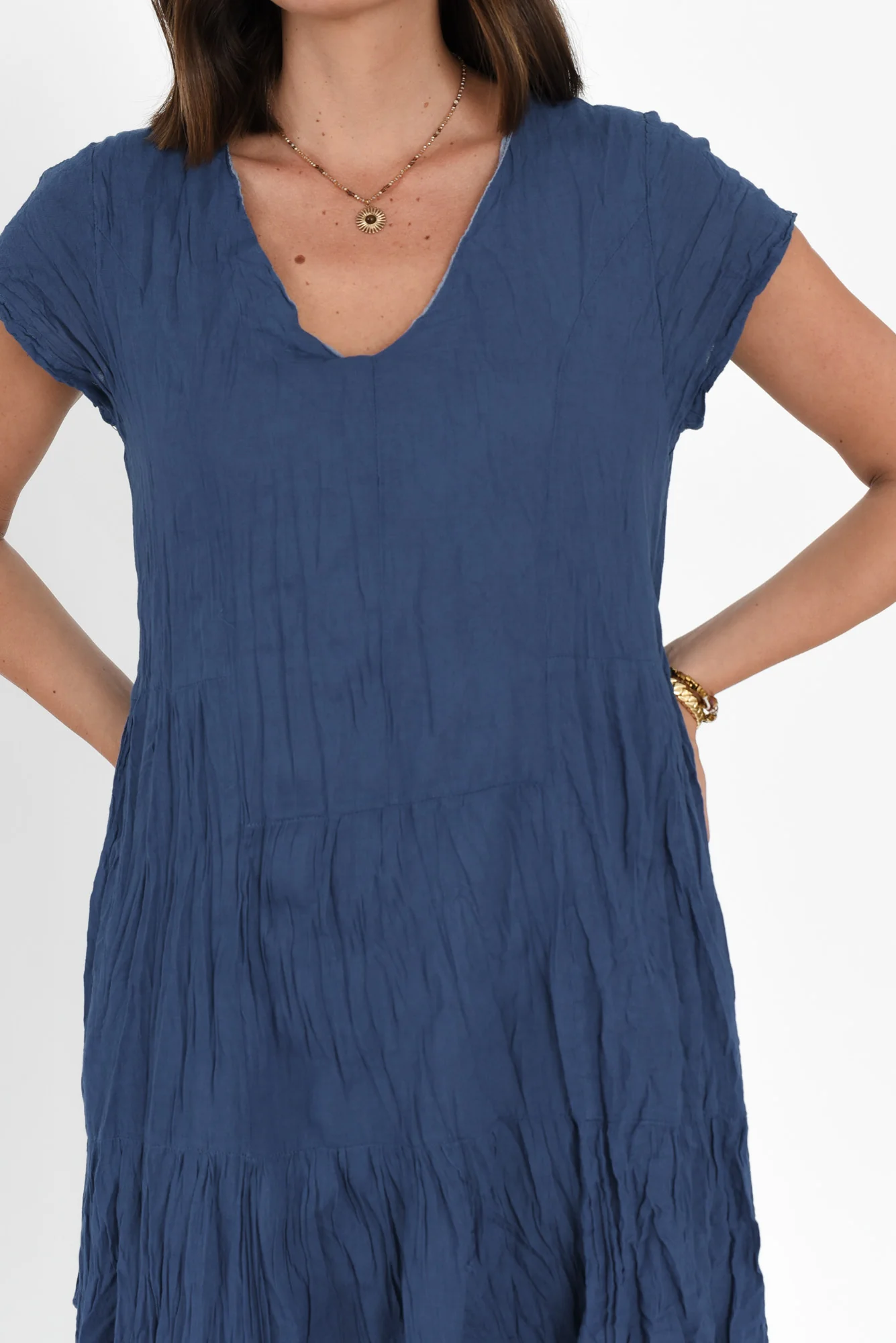 Carmen Cobalt Crinkle Cotton Dress - Image 6