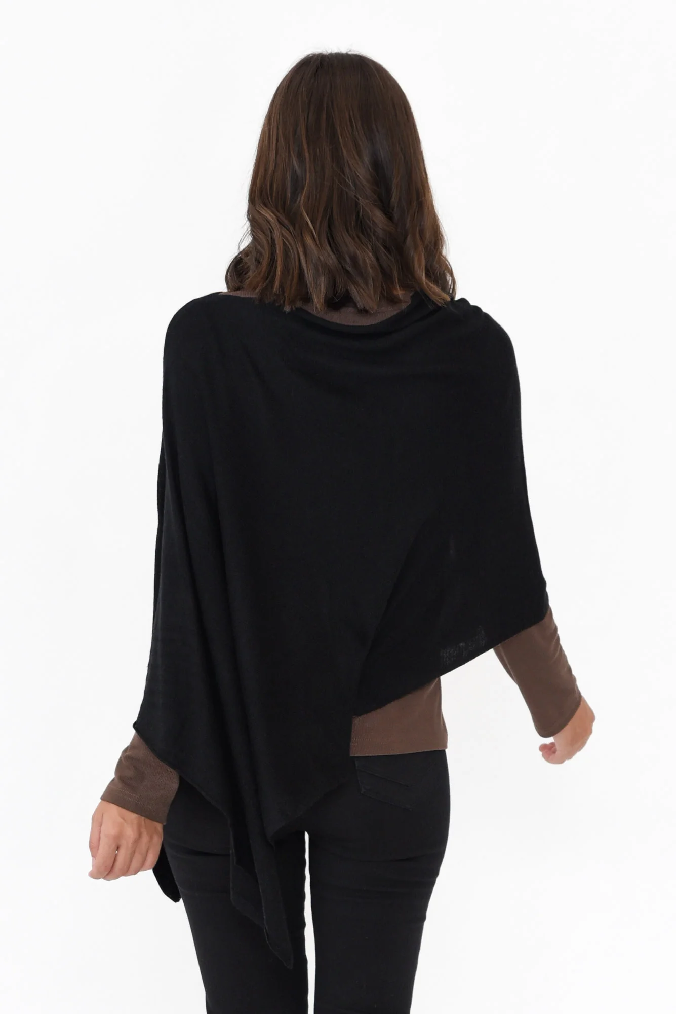 Carrie Black Cashmere Bamboo Poncho - Image 5