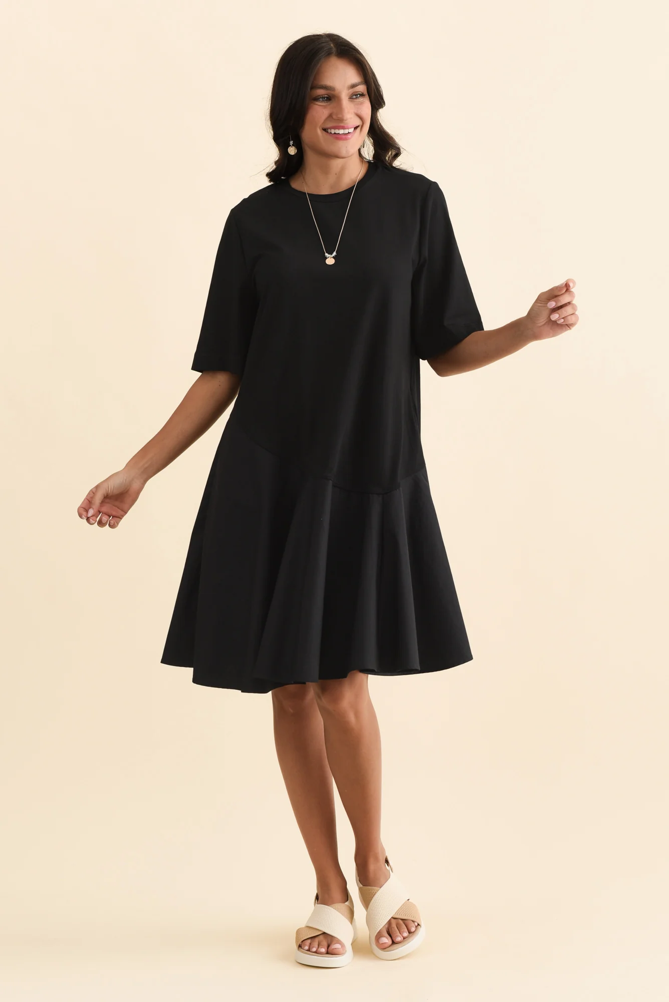 Cassidy Black Cotton Swing Dress - Image 6