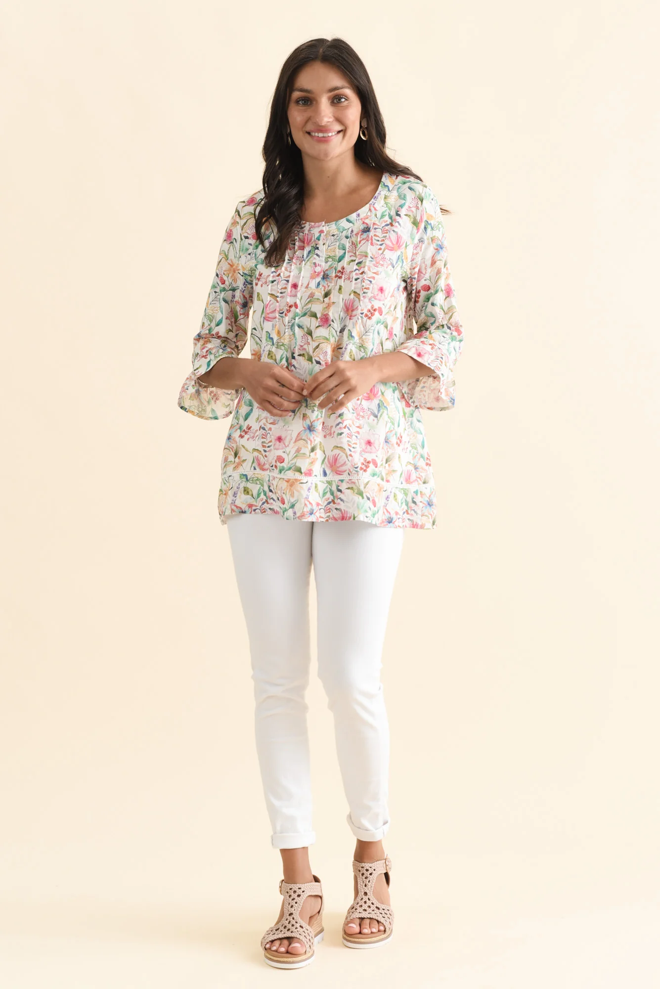 Cassidy Pink Floral Cotton Sleeved Top - Image 6