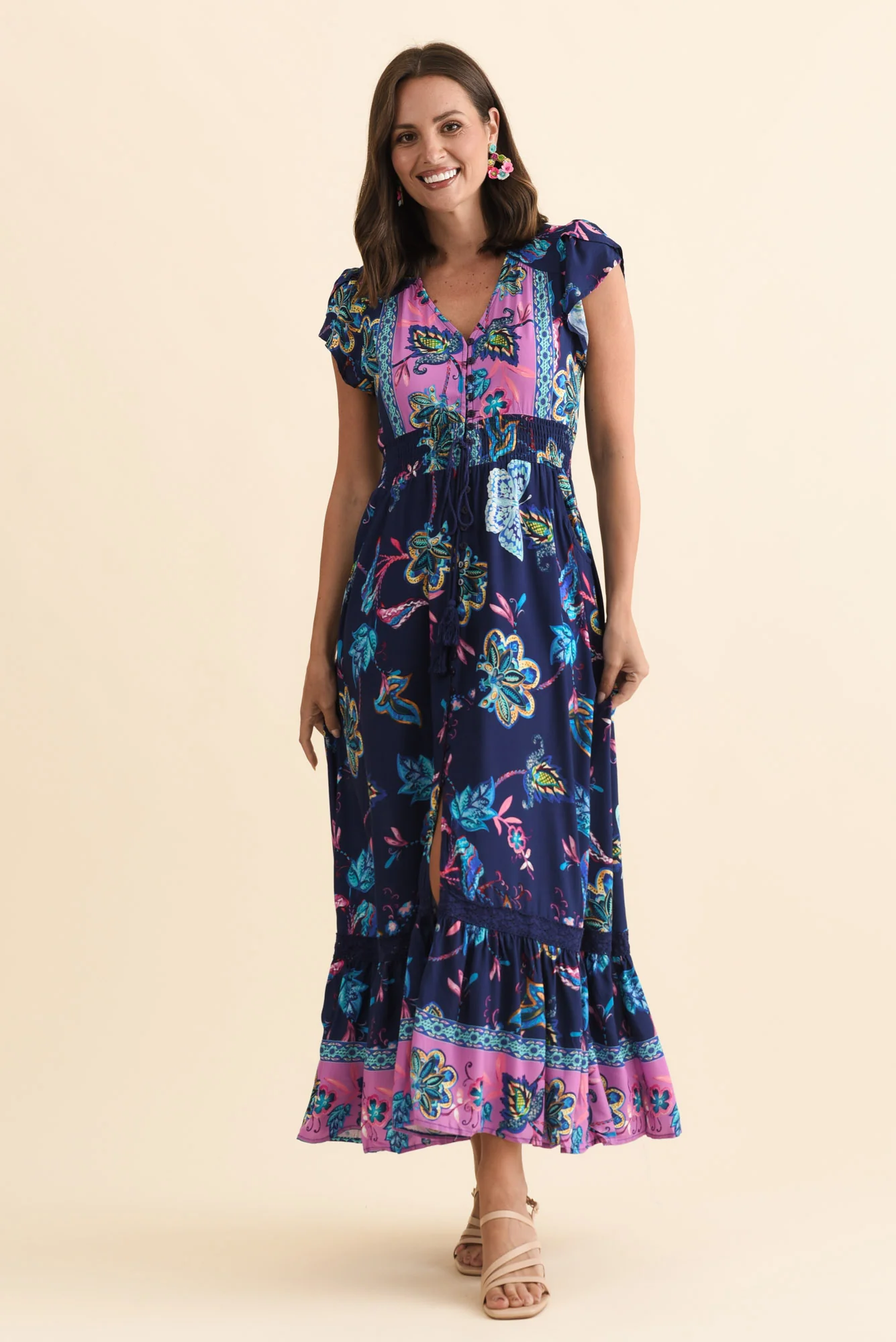 Chappelle Navy Flower Button Dress - Image 6