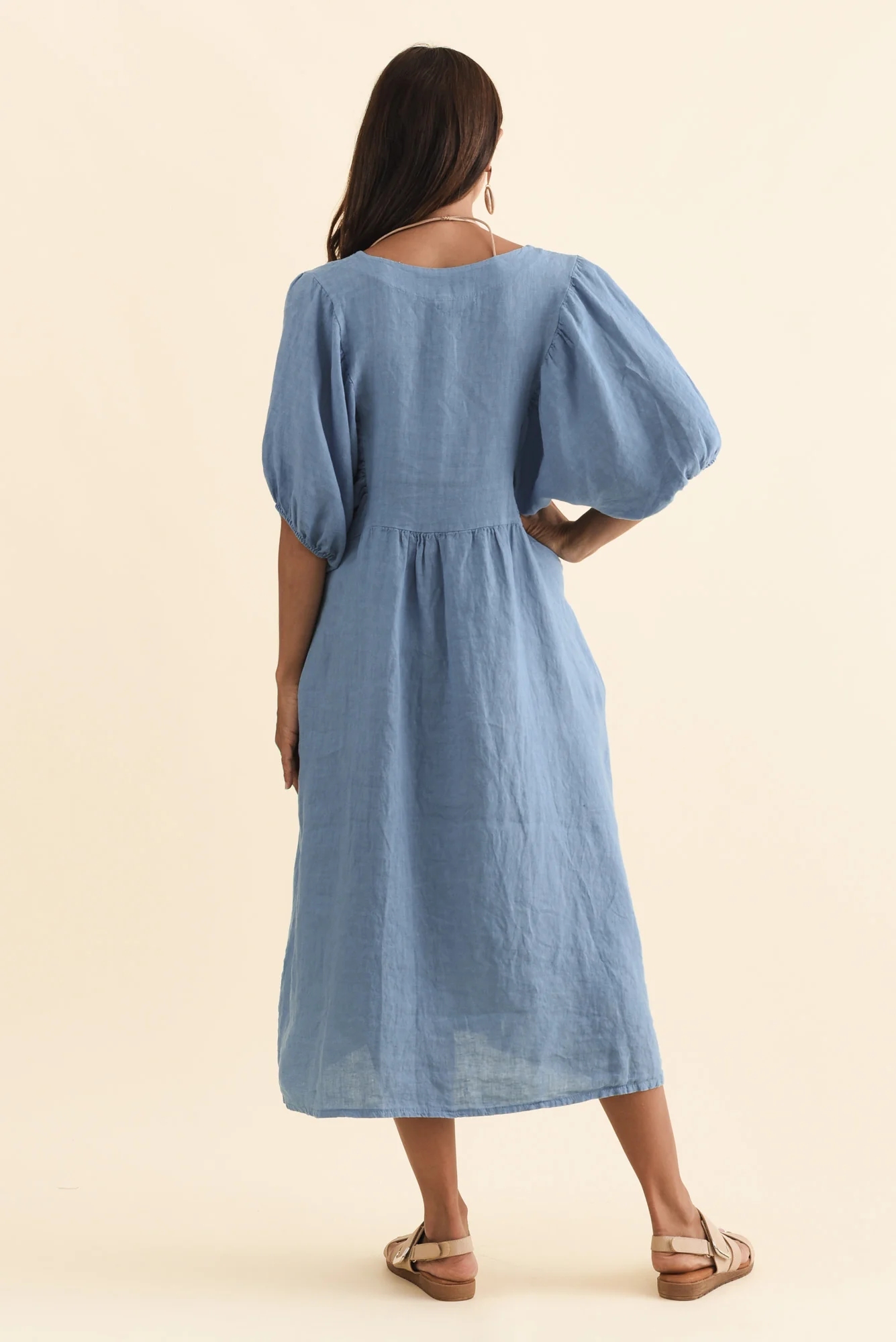 Claudine Steel Linen Pocket Dress - Image 4