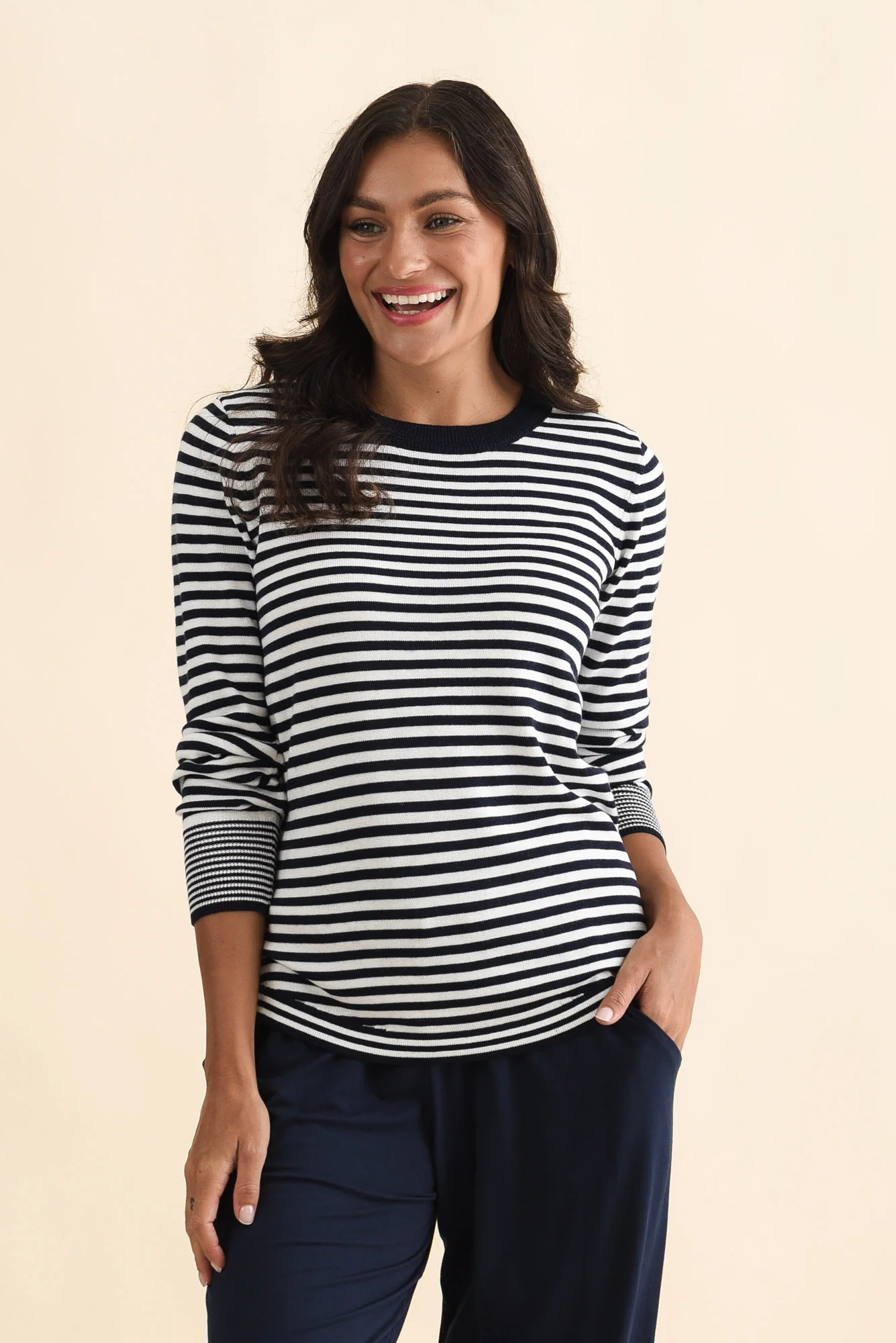 Colorado Navy Stripe Knit Top
