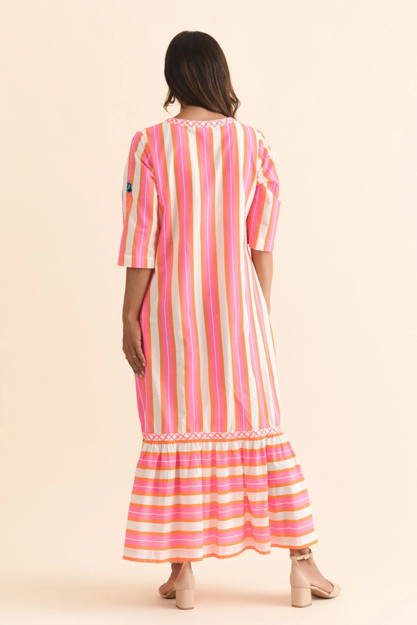 Dakota Pink Pineapple Sequin Cotton Dress - Image 4