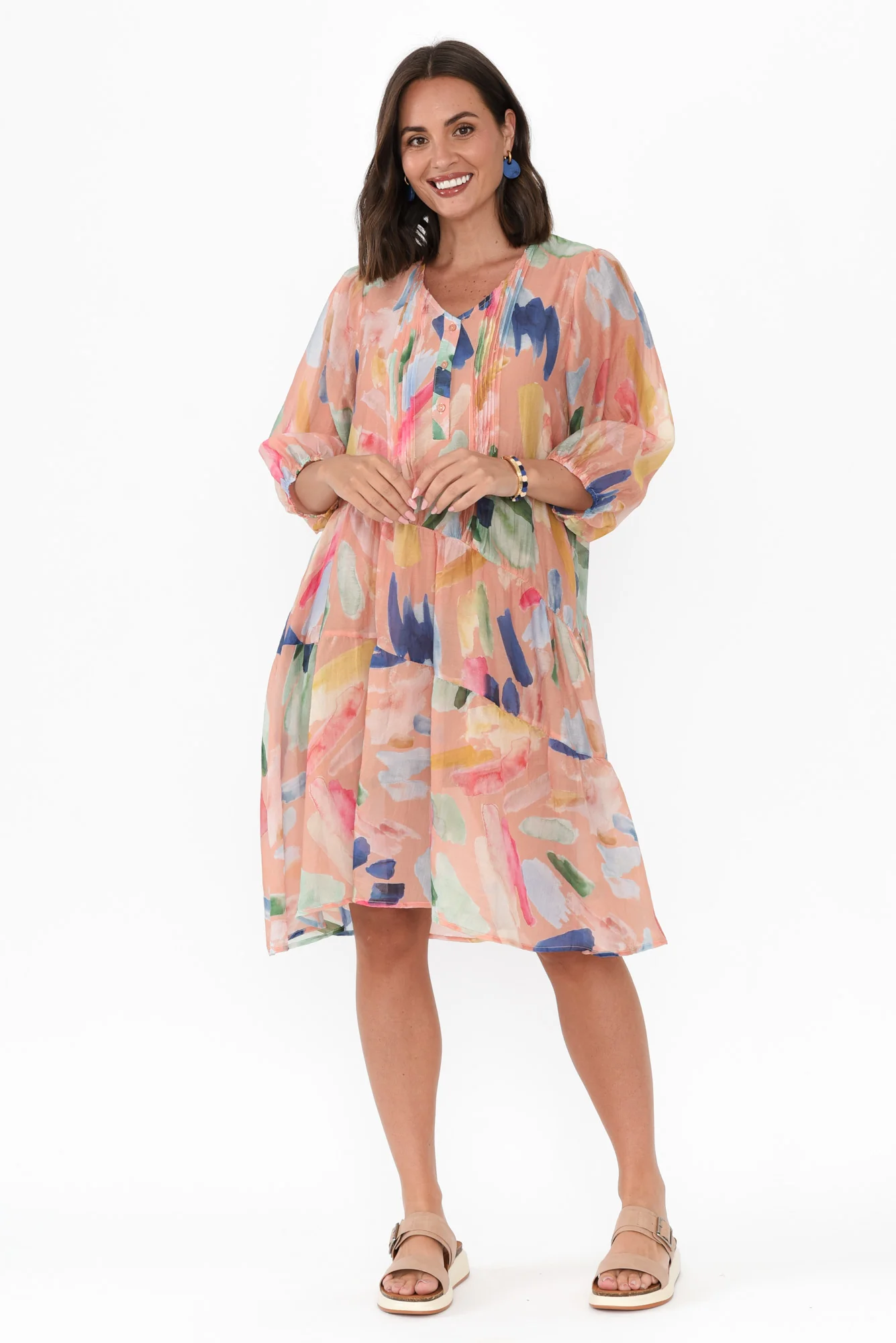 Dasha Pink Abstract Cotton Blend Dress - Image 2