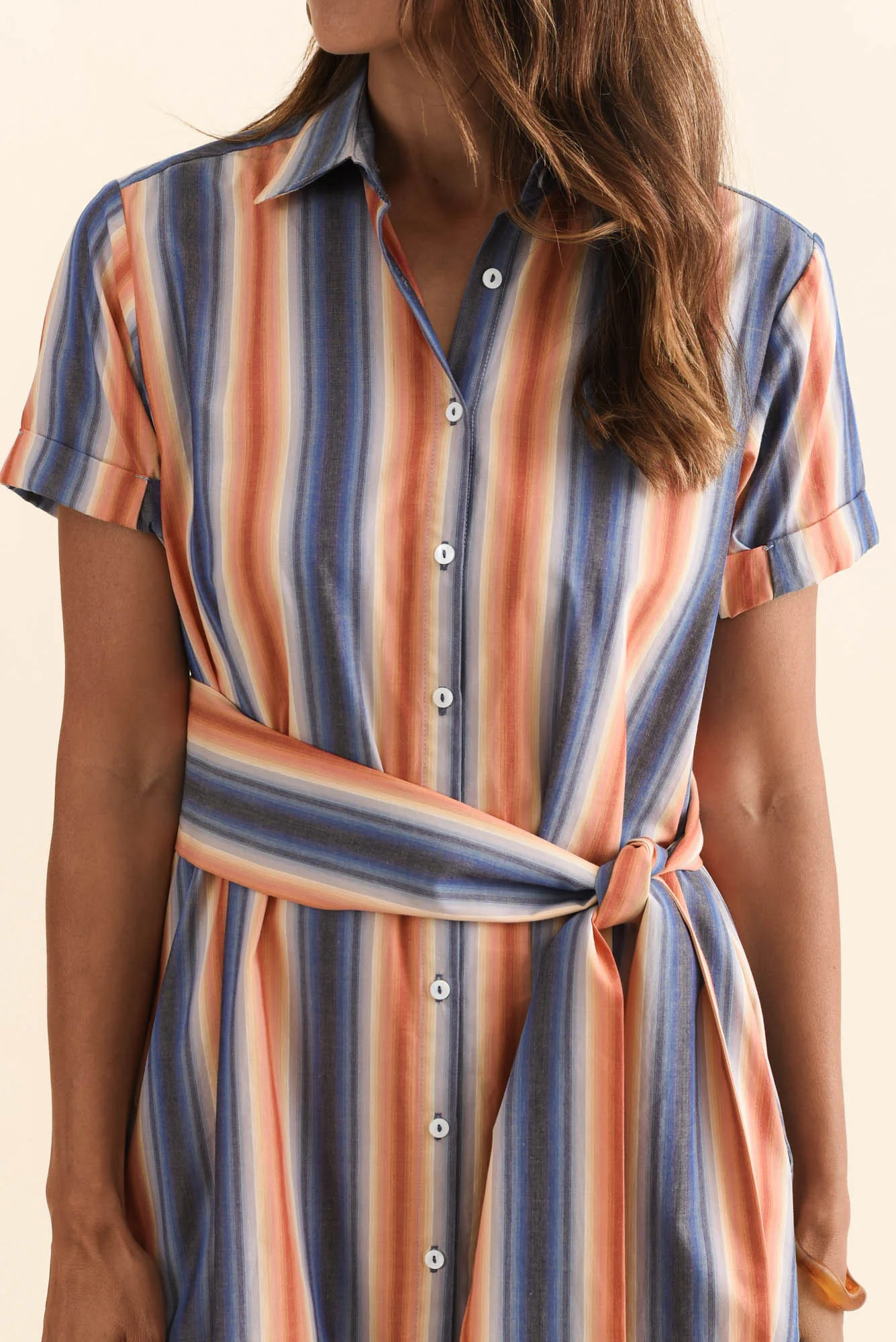 Deirdre Blue Stripe Cotton Tie Dress - Image 4