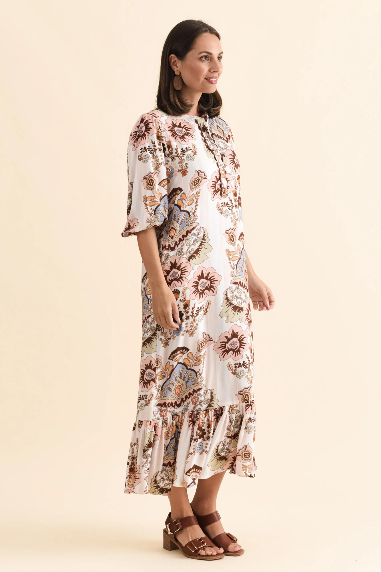 Delylah White Floral Tie Dress - Image 3