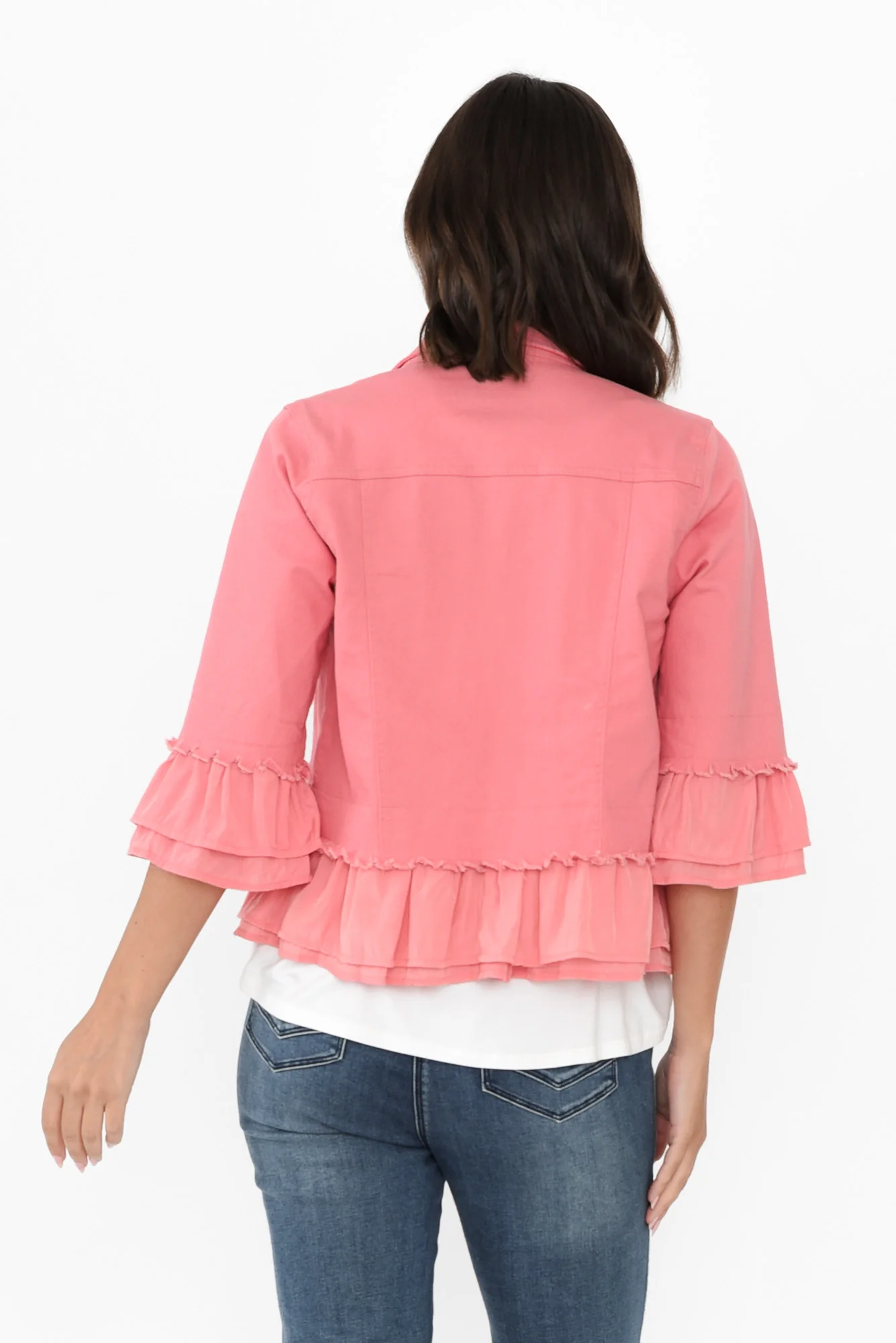 Dolores Pink Cotton Frill Jacket - Image 5