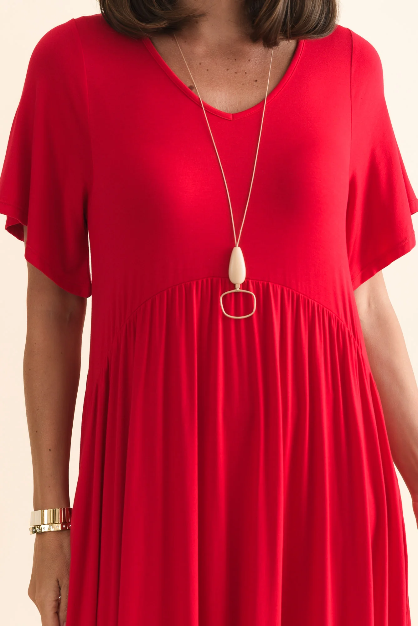 Donna Cherry Gathered Dress - Image 6