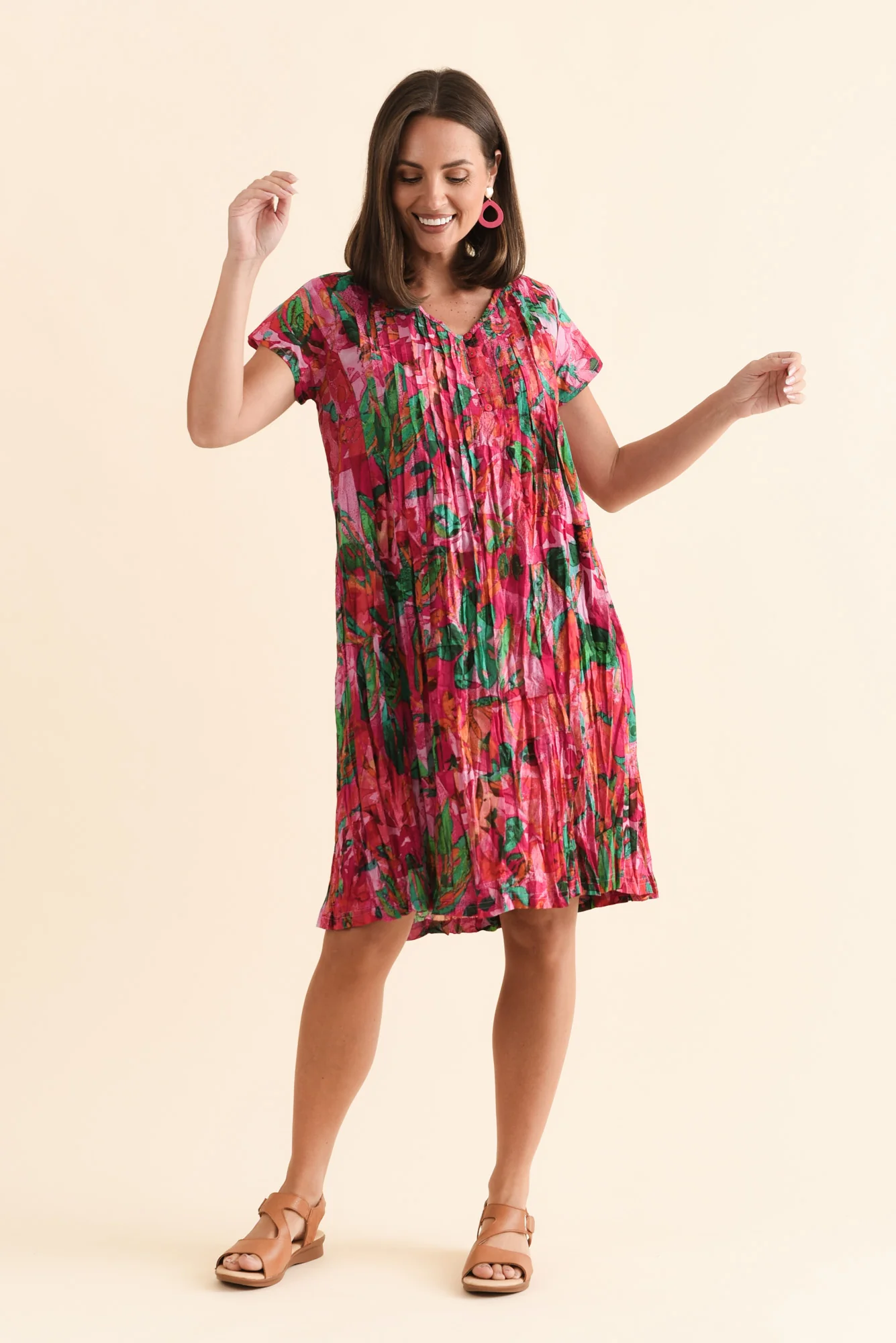 Eldora Pink Garden Organic Cotton Dress - Image 2