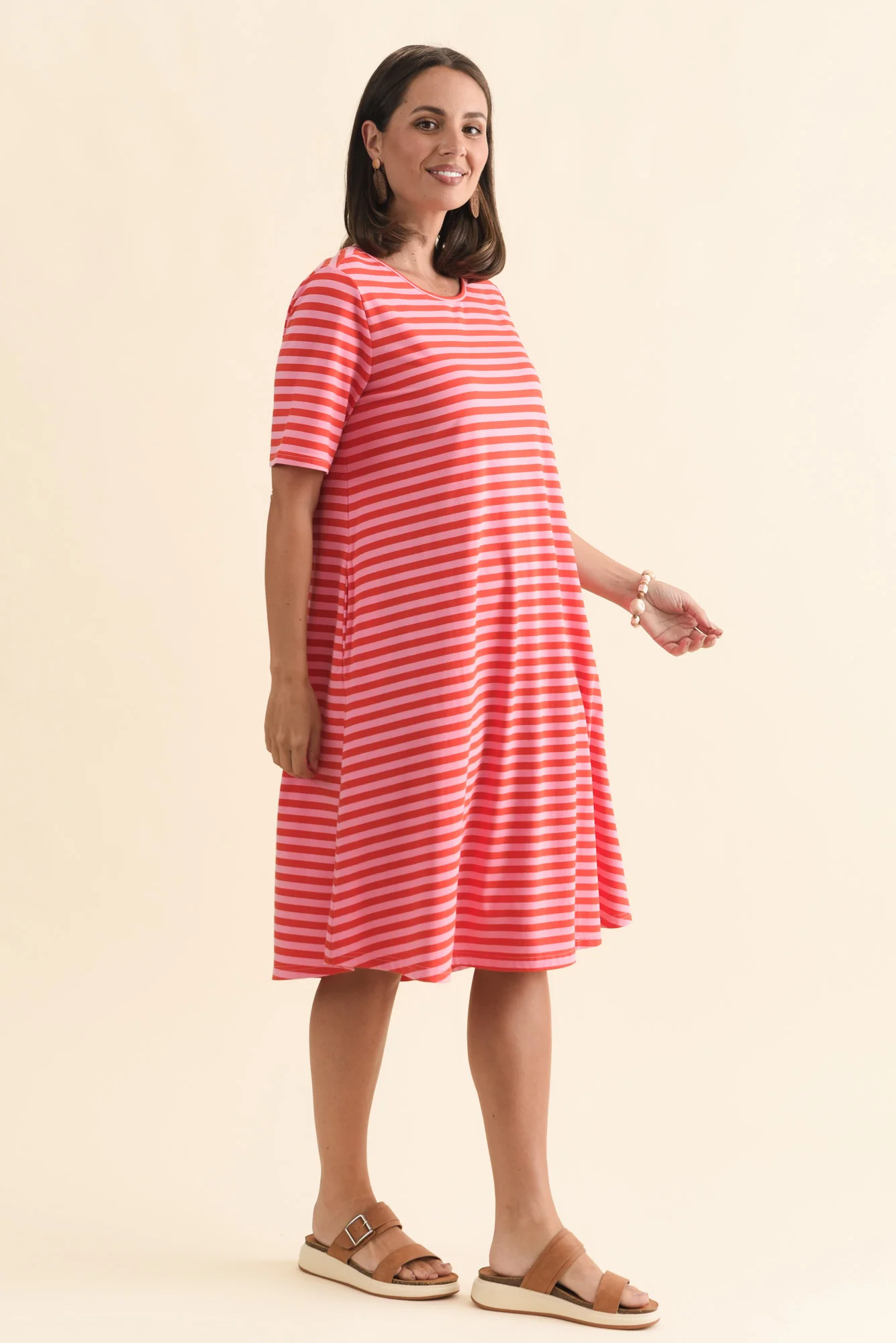 Eloise Pink Stripe Cotton Tee Dress - Image 4