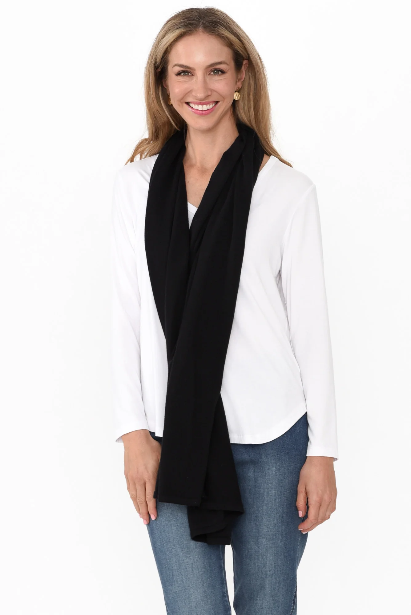 Elorie Black Cotton Cashmere Poncho - Image 3