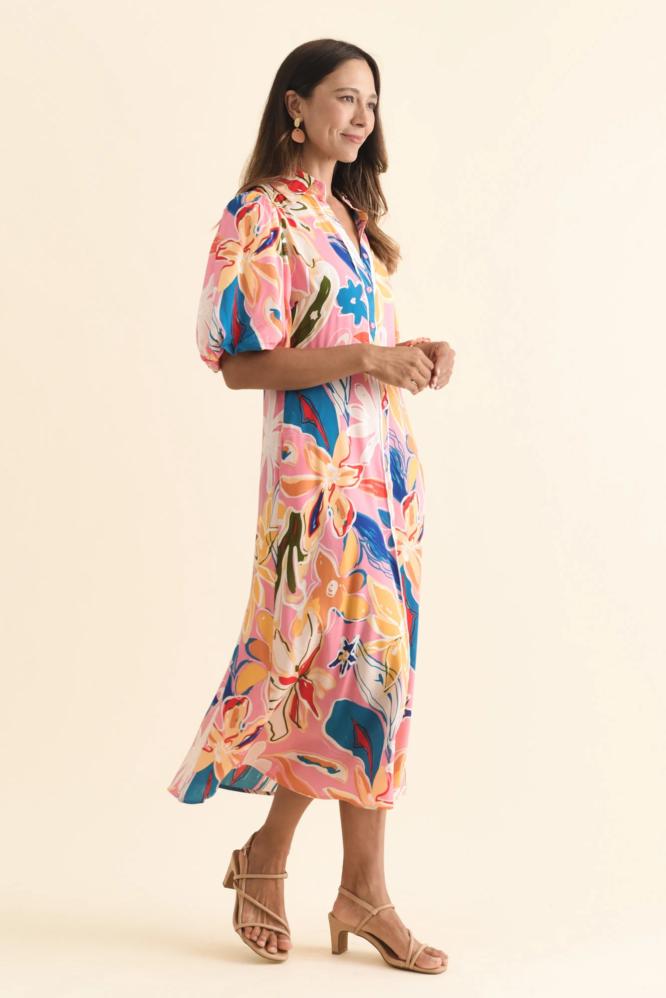Eri Pink Floral Tie Dress - Image 3