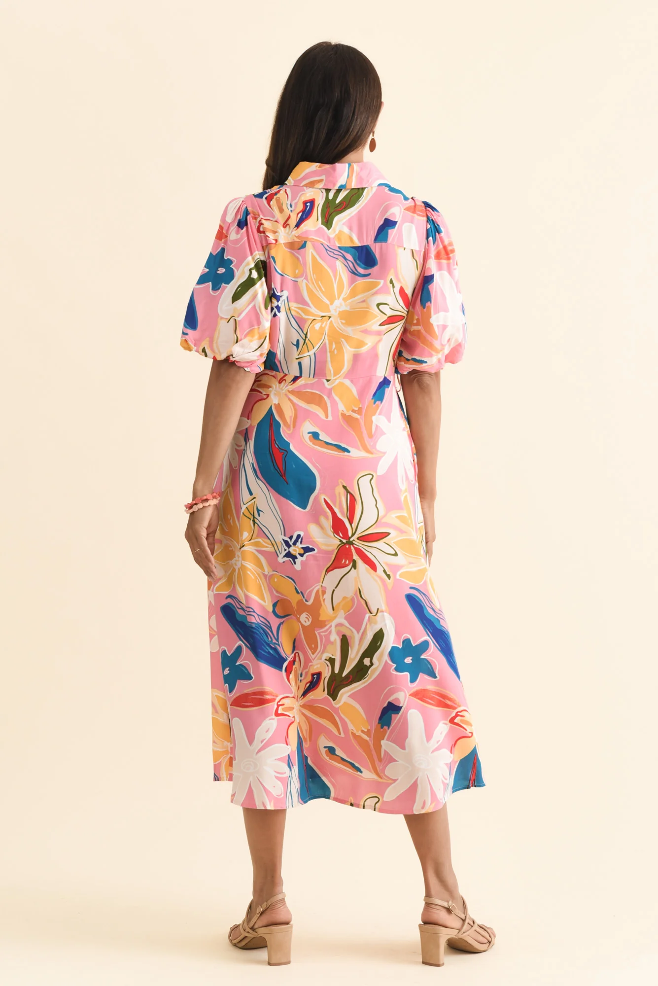 Eri Pink Floral Tie Dress - Image 4