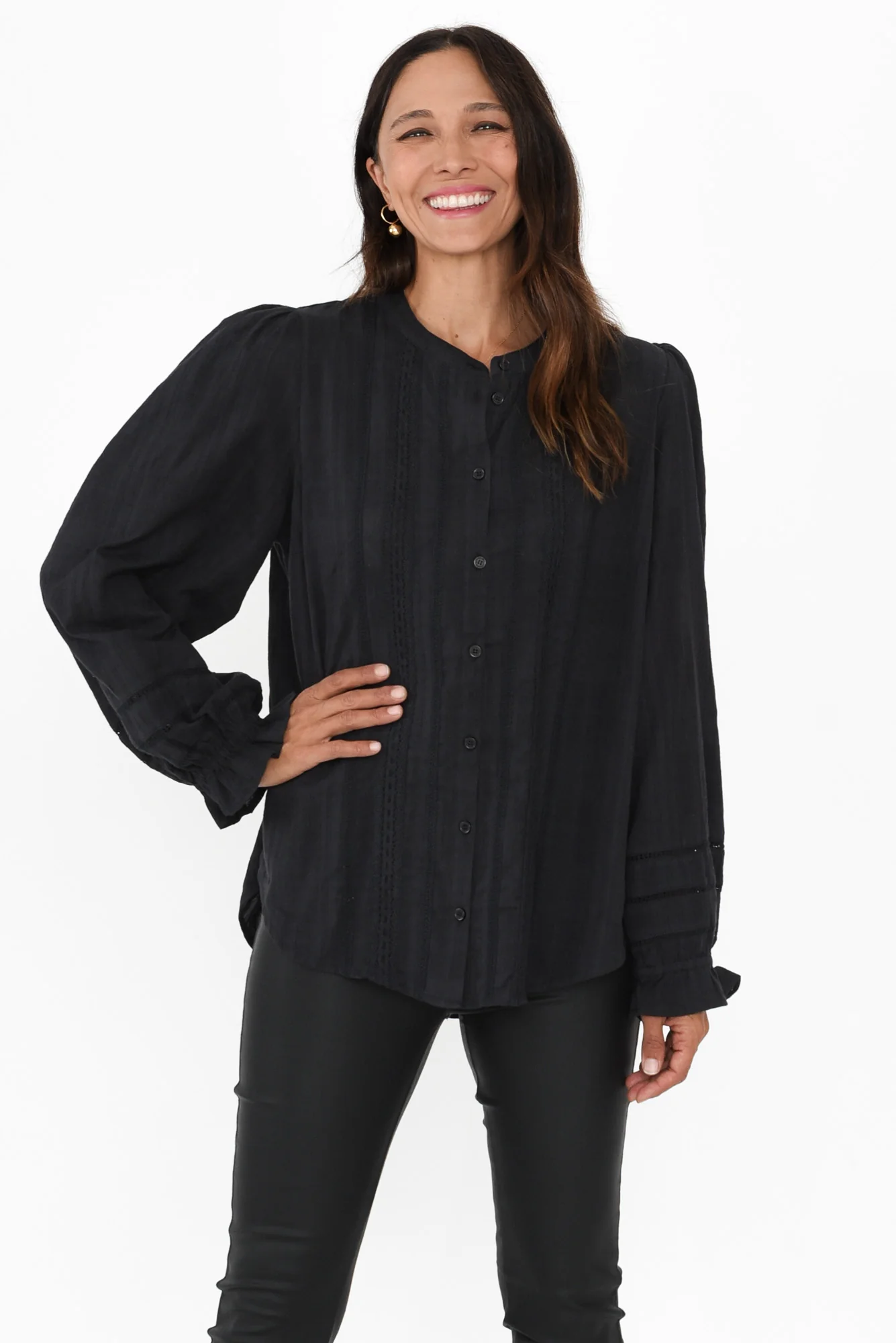 Fennel Black Cotton Blouse
