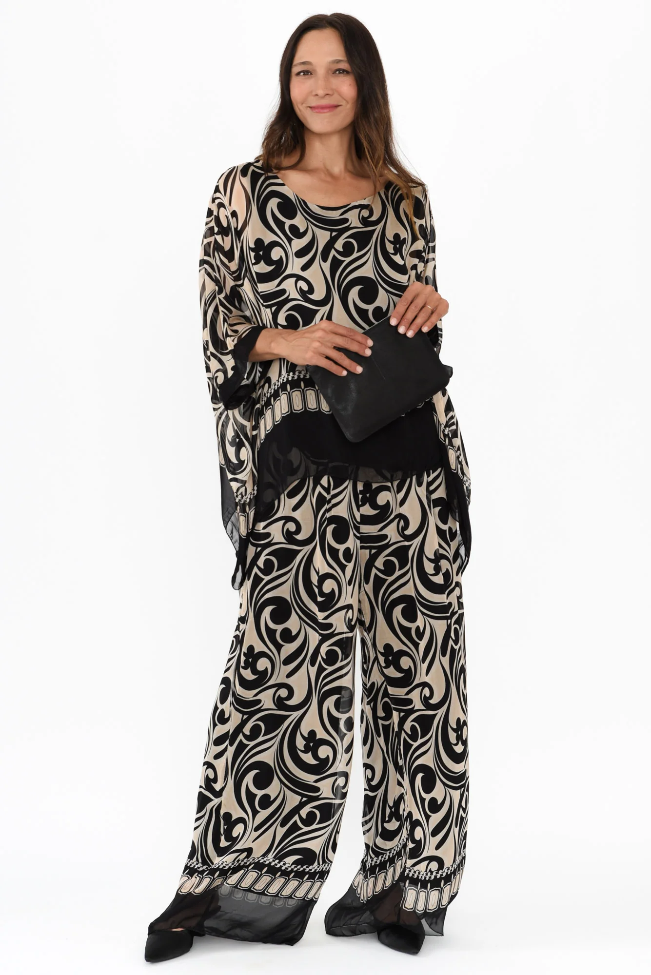 Figaro Black Swirl Silk Pants - Image 2