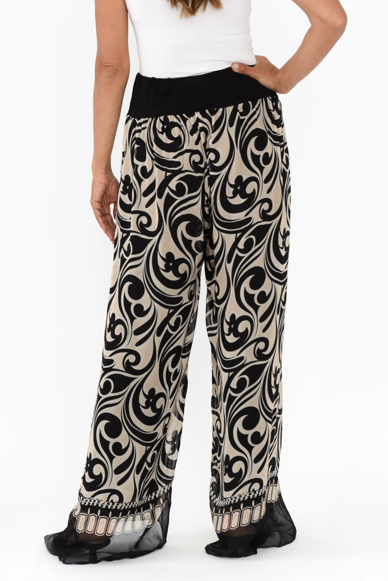 Figaro Black Swirl Silk Pants - Image 4