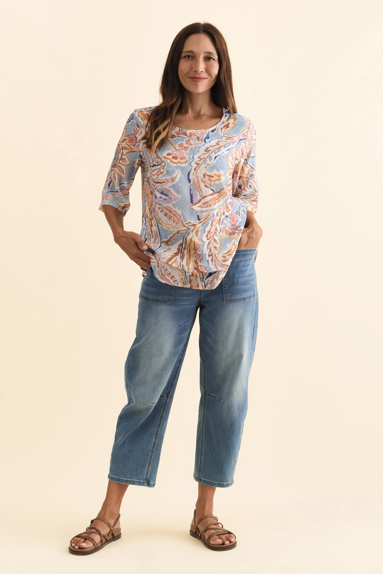 Folk Blue Fern Frill Top - Image 2