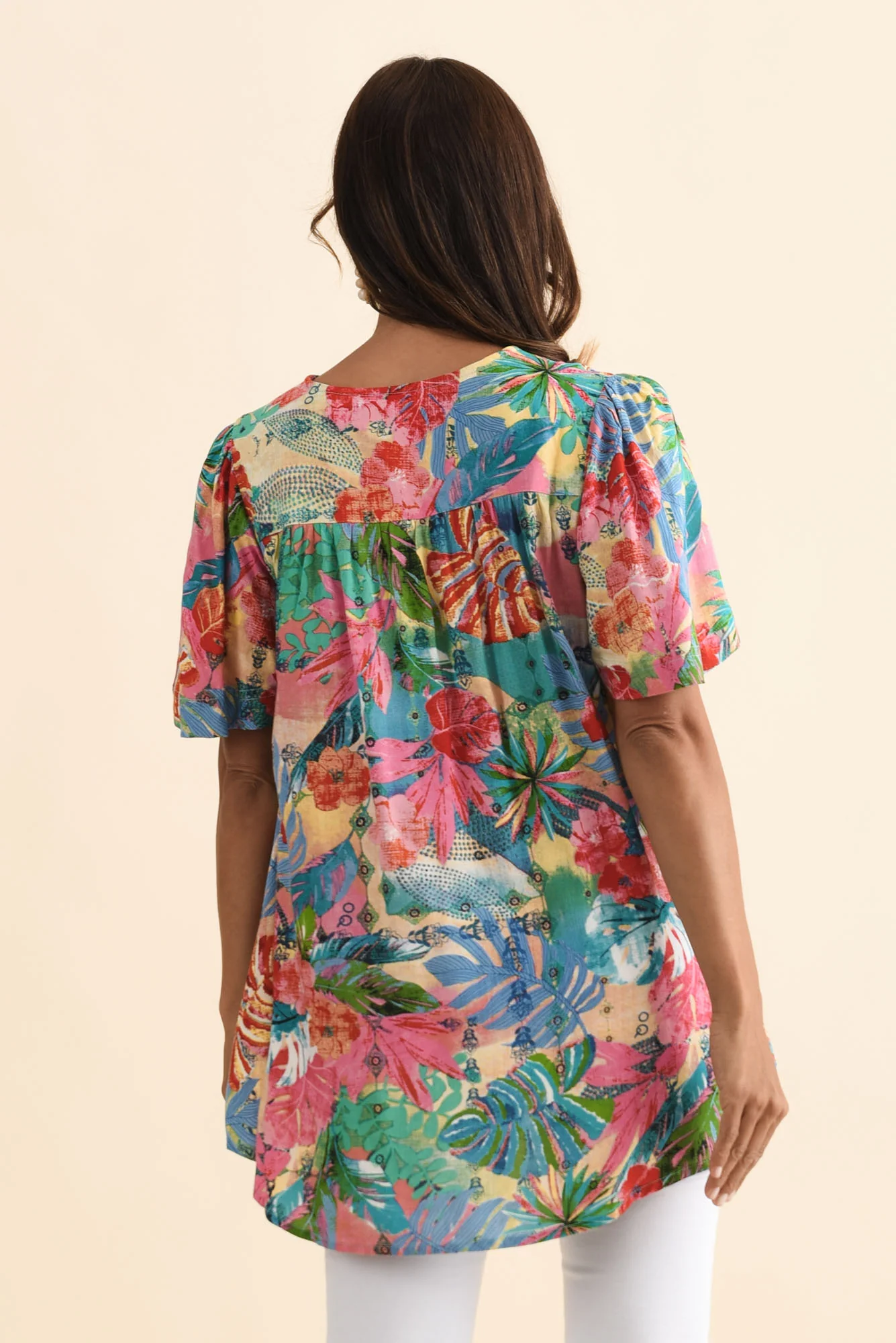 Frolic Blue Tropical Flutter Sleeve Top - Image 4