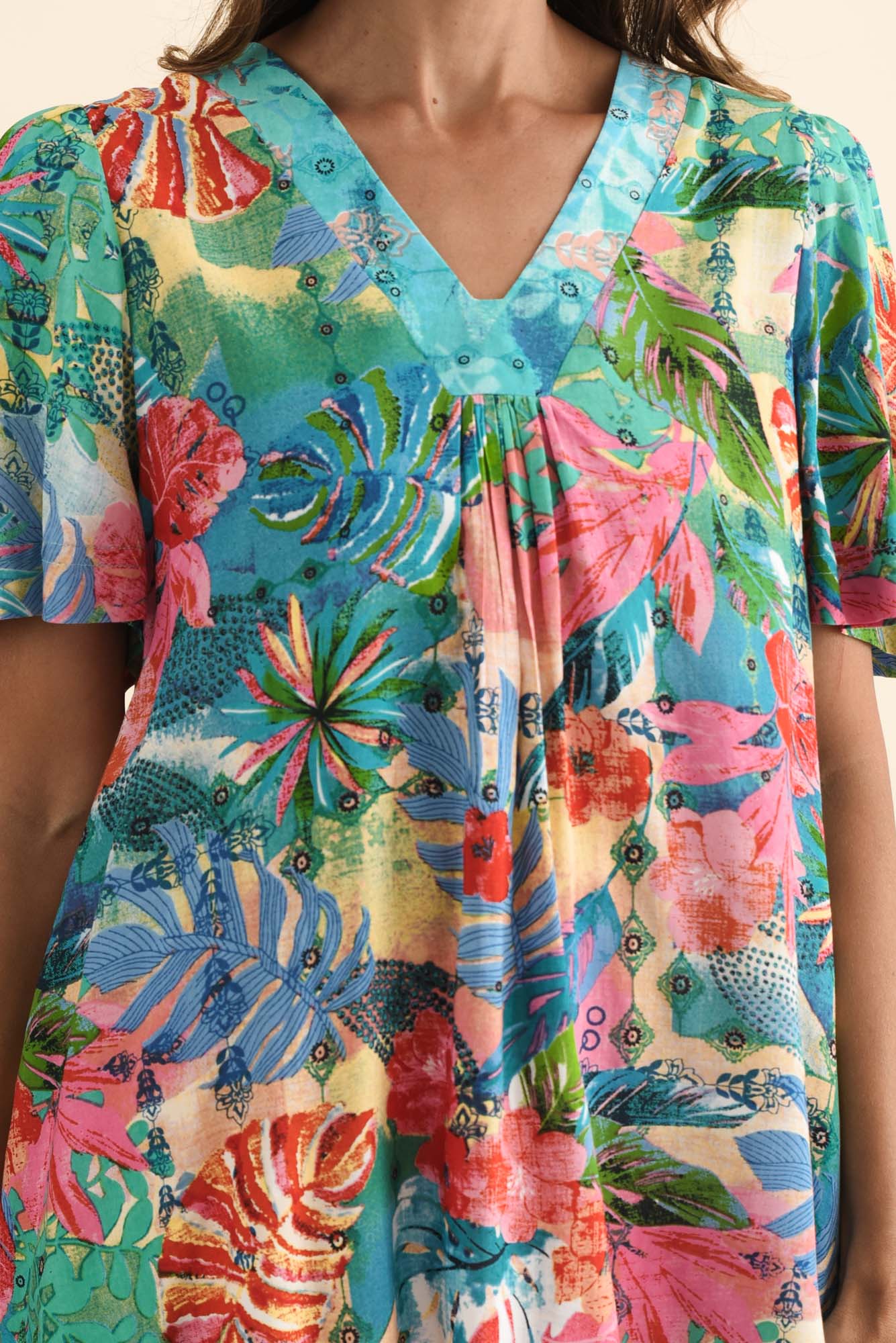 Frolic Blue Tropical Flutter Sleeve Top - Image 5