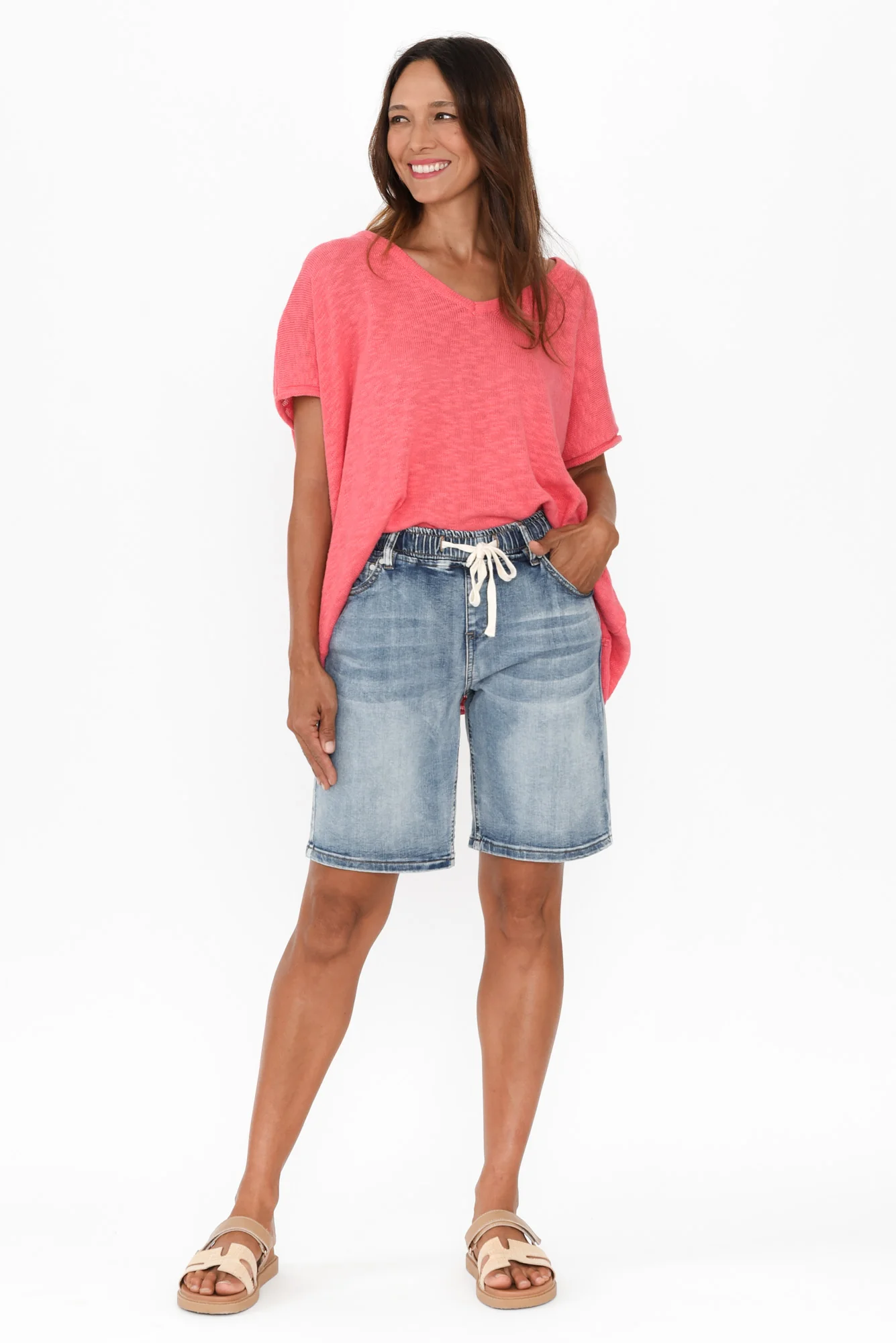 Gabby Mid Blue Denim Bermuda Shorts - Image 6